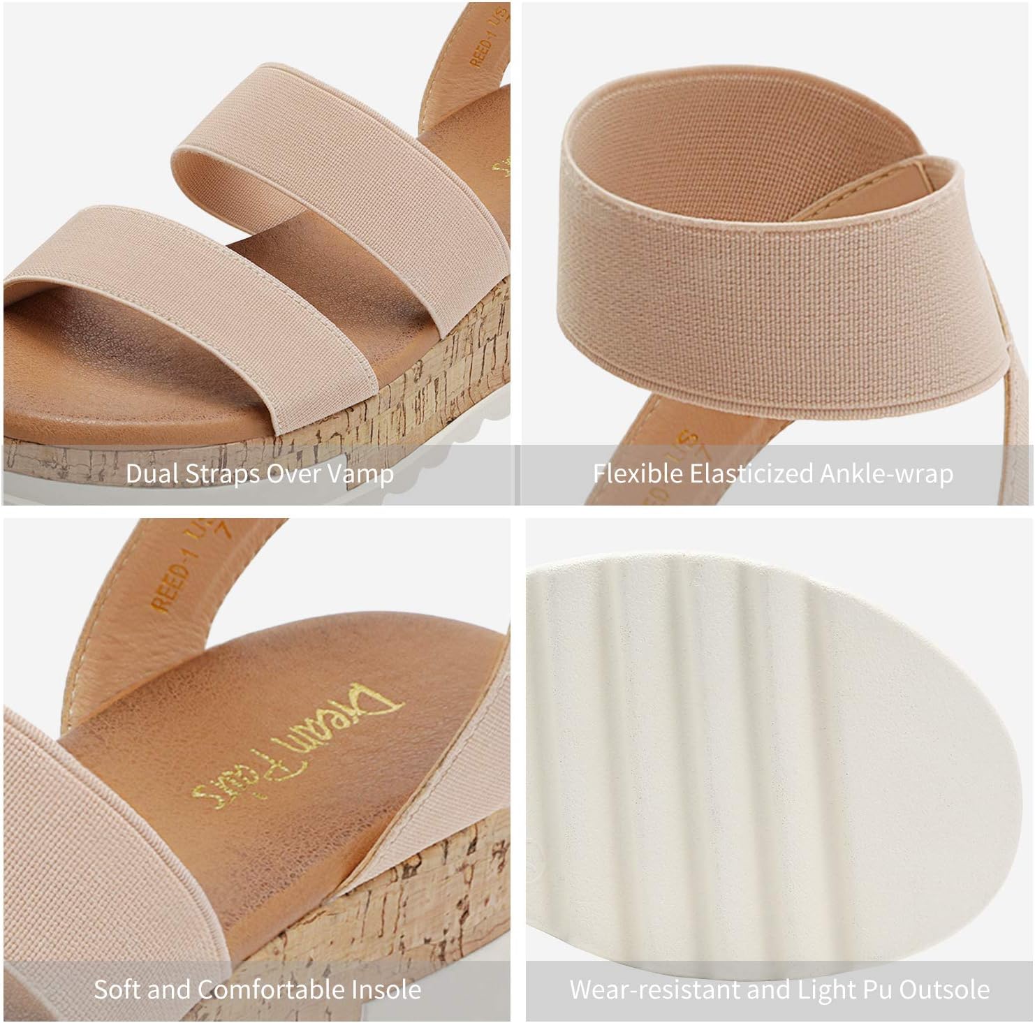 Thumbnail 3 de DREAM PAIRS Women's Open Toe Elastic Ankle Strap Casual Flatform Platform Wedges Sandals