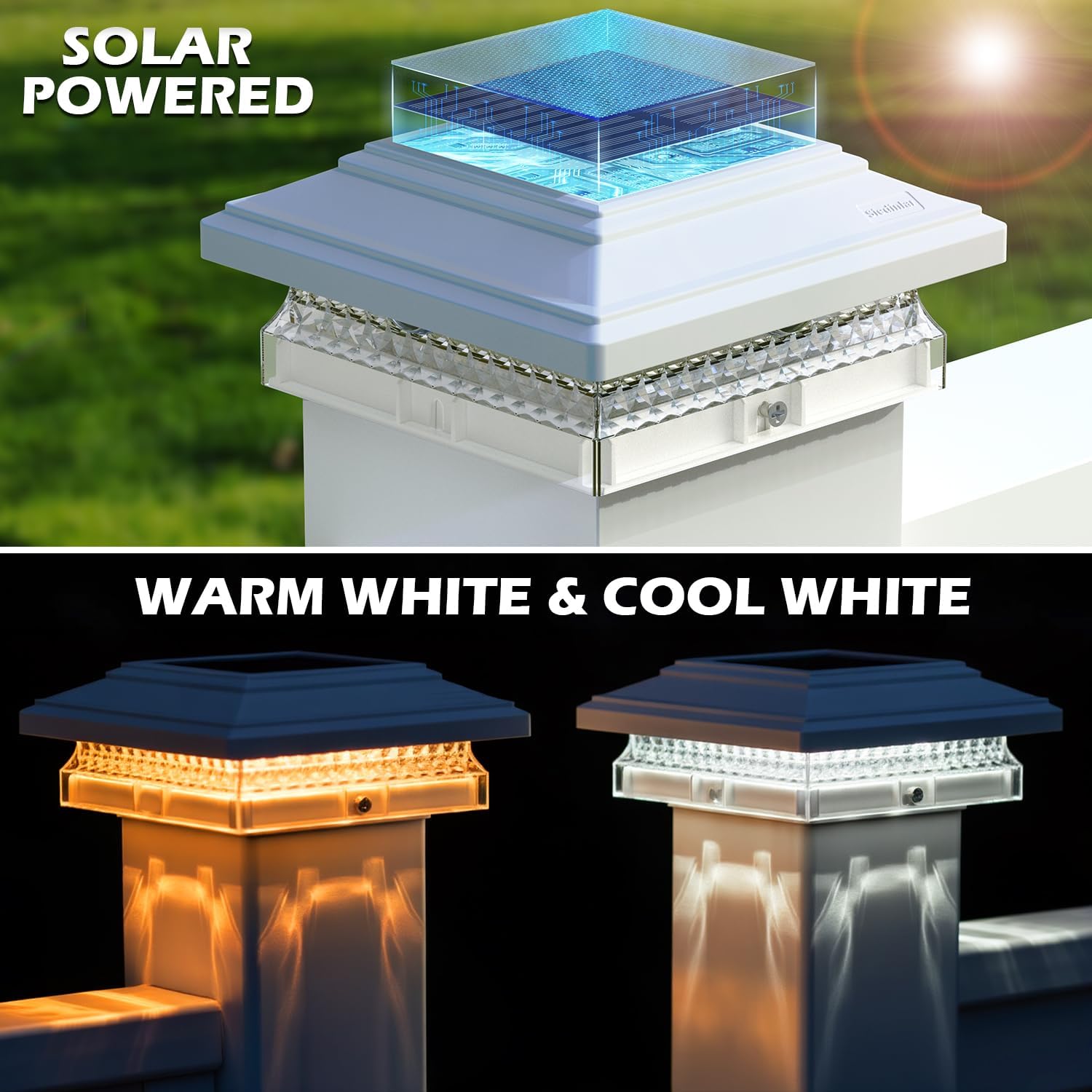 Detalle de SIEDiNLAR Solar Post Cap Lights 12-Pack