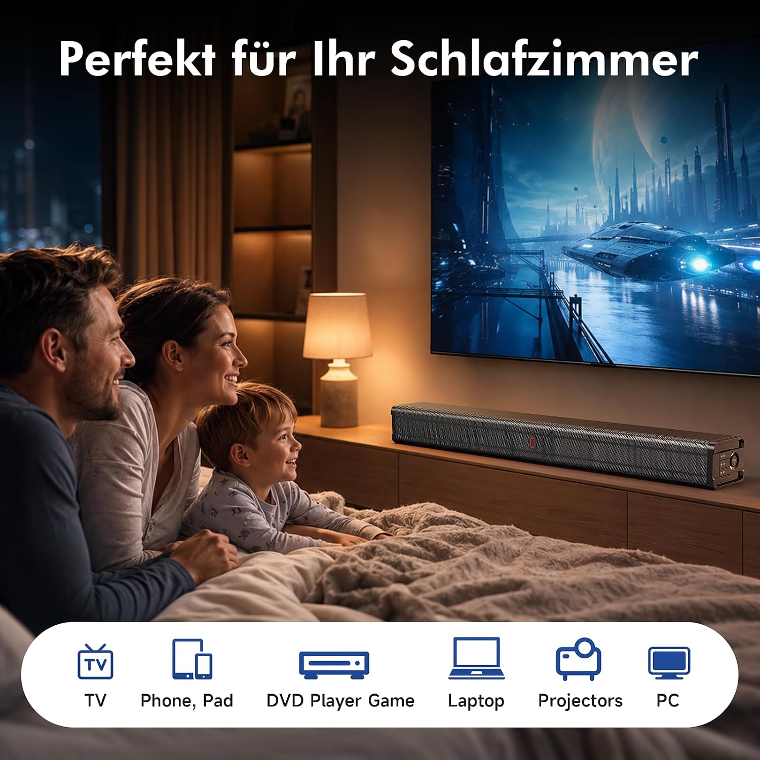 Detalle de JYX 80cm Soundbar: 2.1-Kanal mit Deep Bass, HDMI ARC, Bluetooth 5.4 – All-in-One TV-Lautsprecher