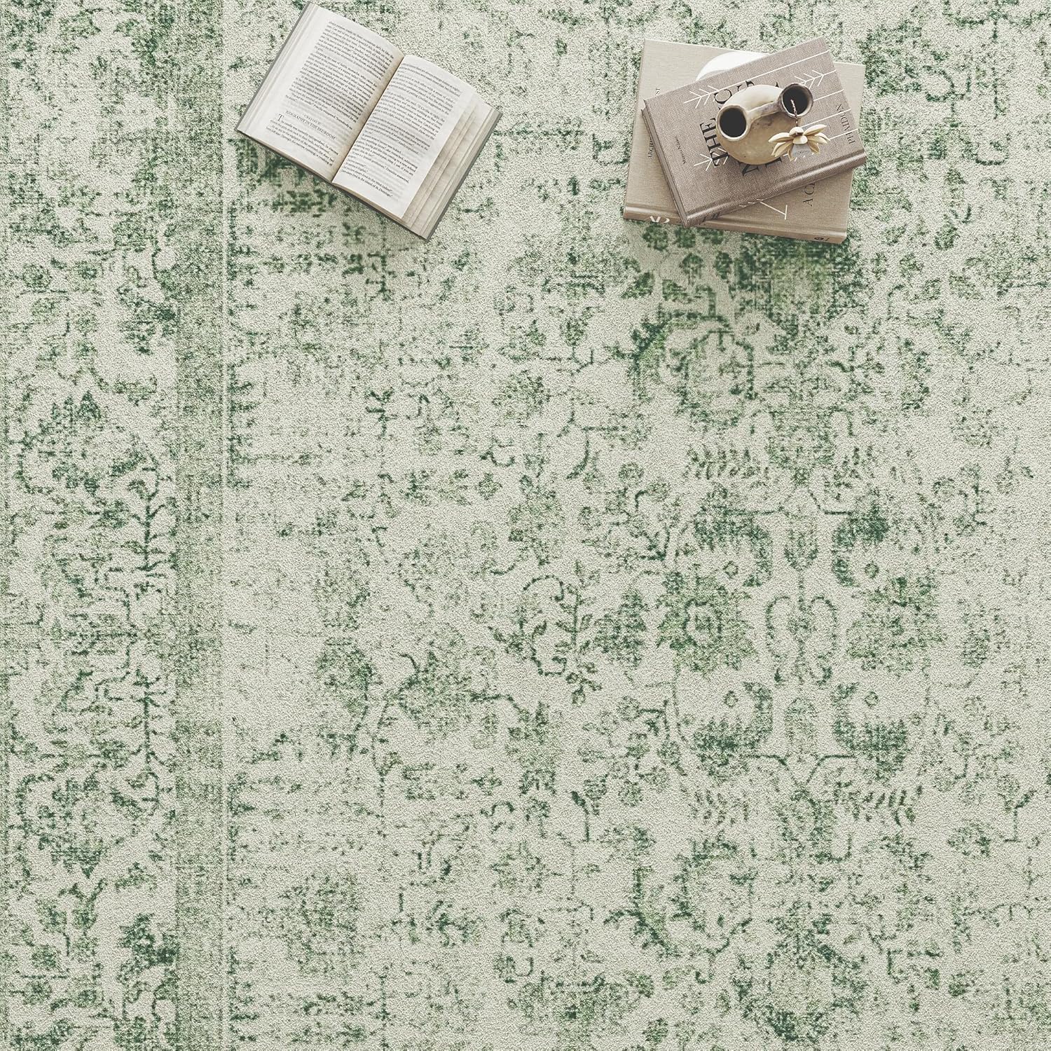 Thumbnail 1 de HUGEAR Vintage grüner waschbarer Teppich 60x240 cm – rutschfest für Flur, Vorzimmer & mehr