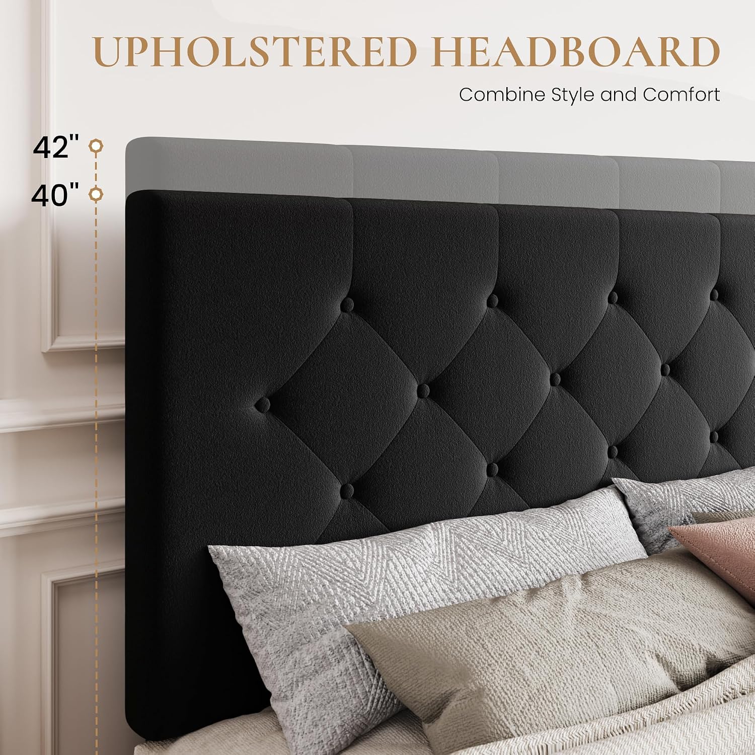 Detalle 2 de SHA CERLIN Queen Bed Frame, Velvet