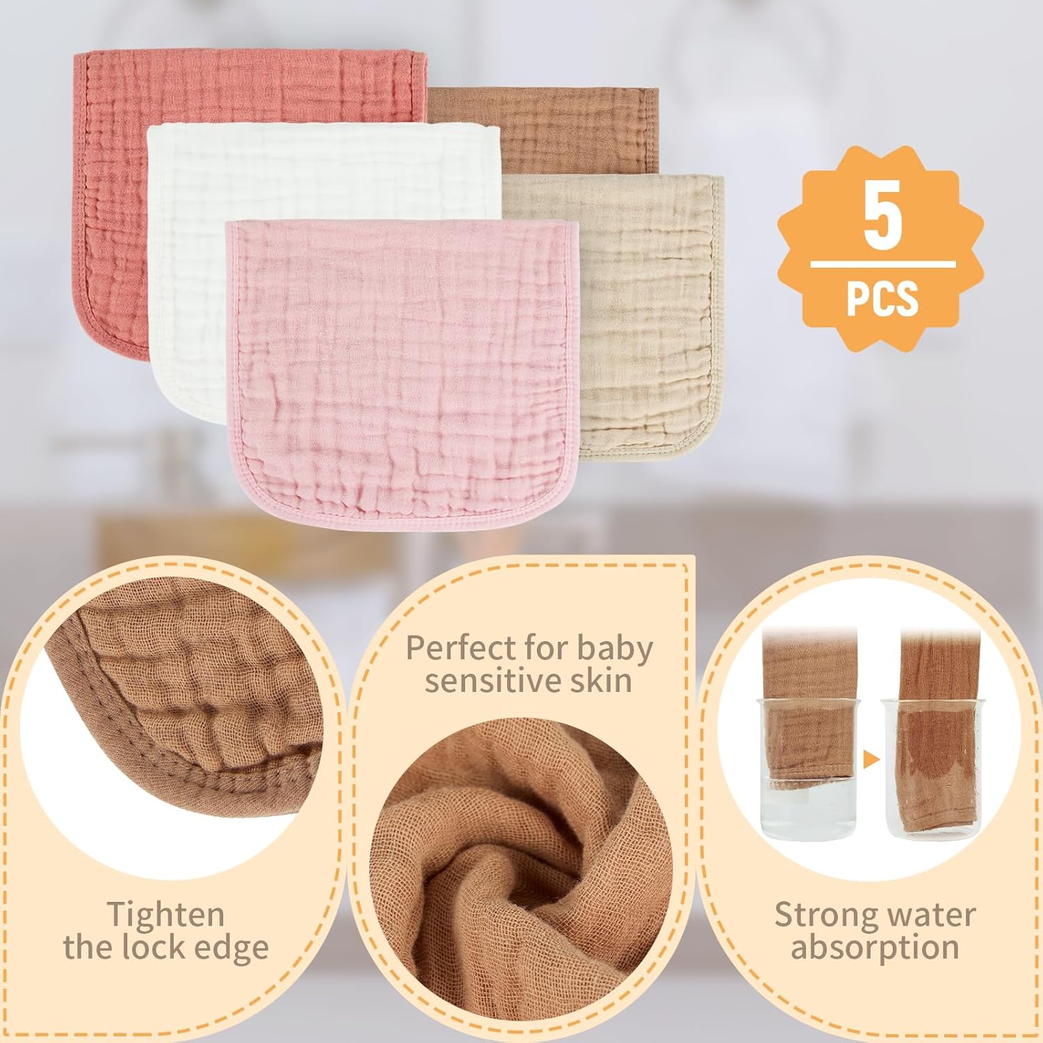 Detalle de MIGIOL Muslin Burp Cloths 10x20" ⚙
