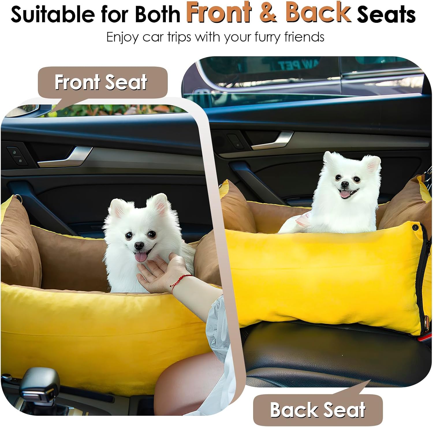 Detalle de Dog Car Seat for Small & Medium Pets up to 15kg — Portable Travel Bed with Extendable Rest Area
