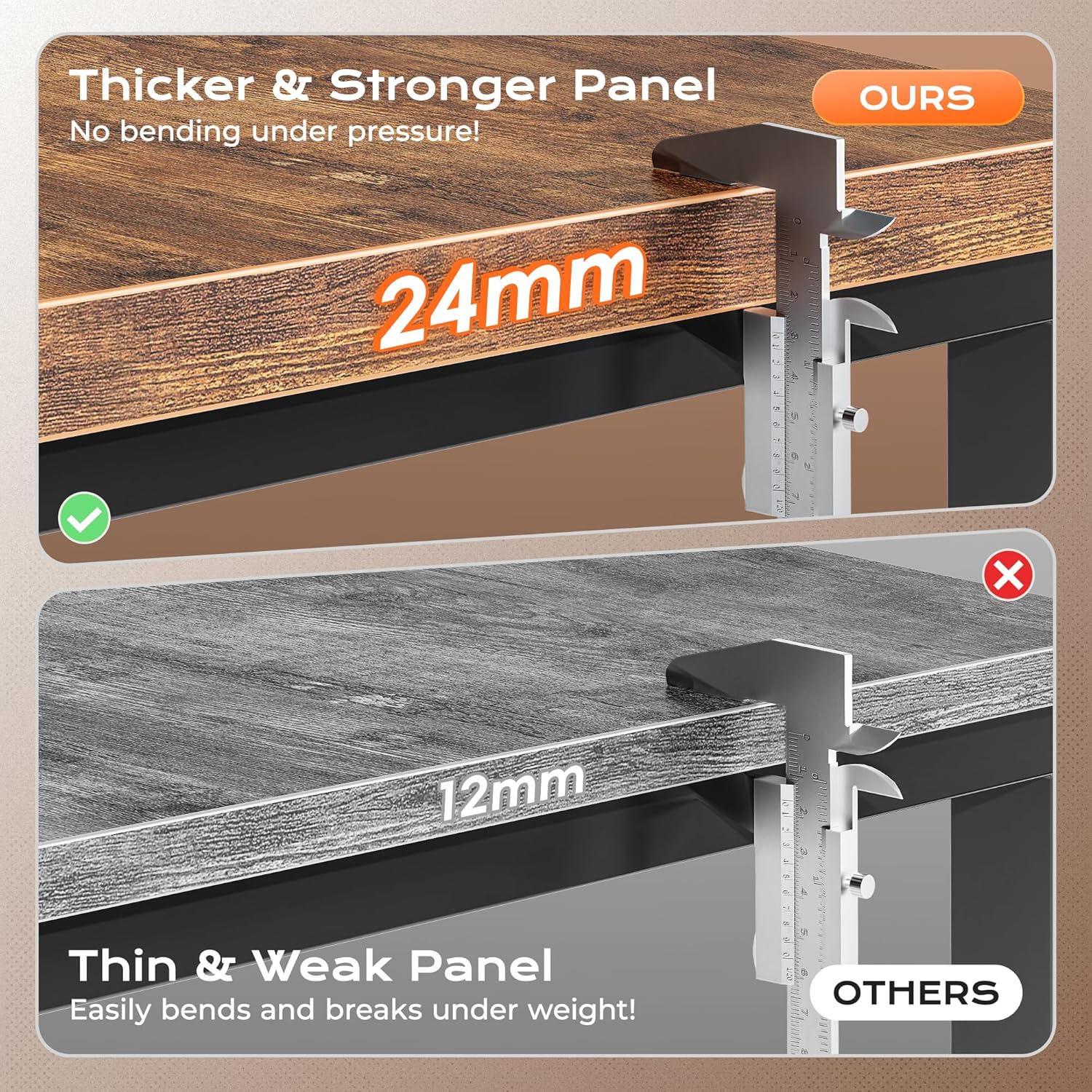 Thumbnail 4 de Huuger 63-Inch L-Shaped Desk with Power Outlets, Reversible Design and 0.95-Inch Top