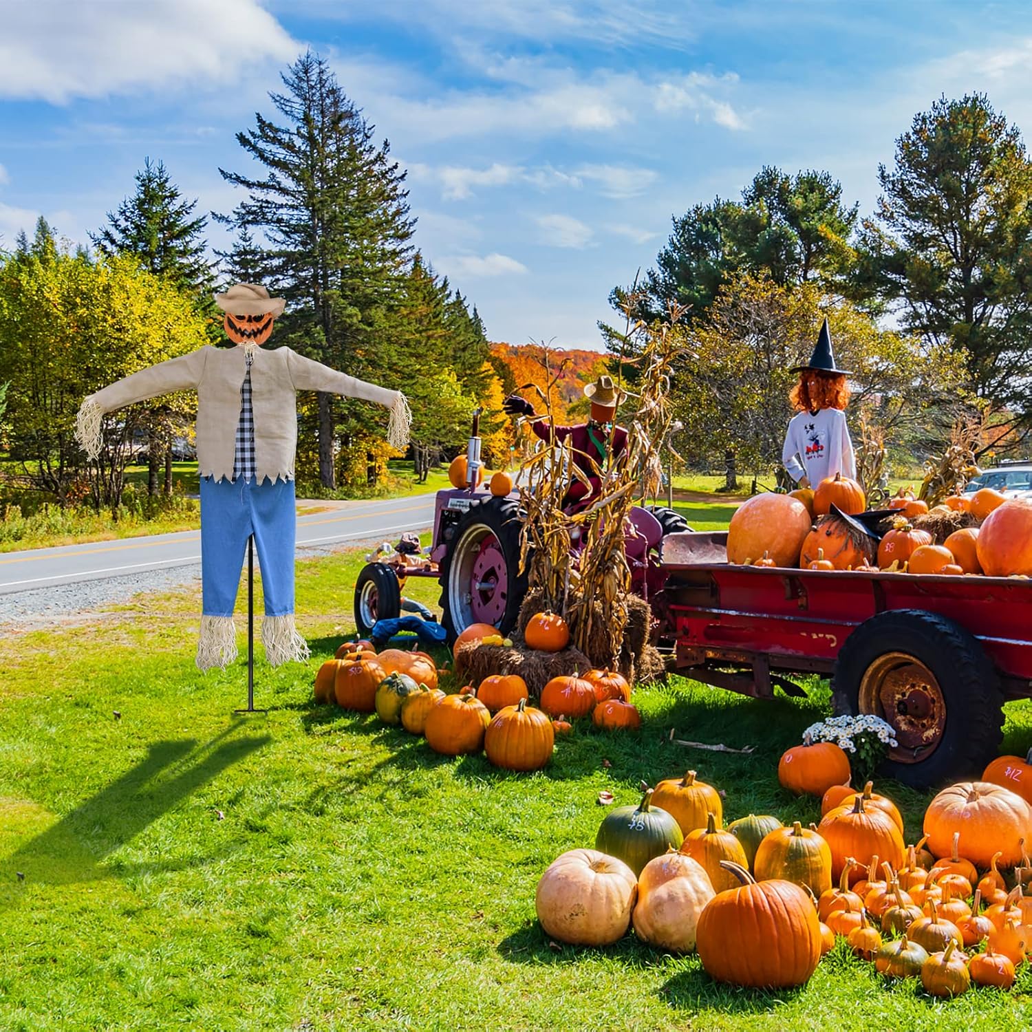 Detalle 2 de LarpGears LG-HD – halloweenowy strach na wróble z dynią i metalowym stojakiem