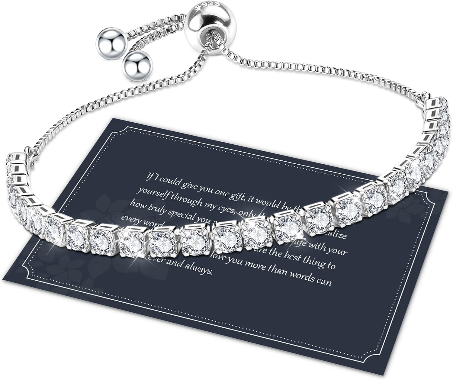 Imagen de J.Fée Silver Tennis Bracelet for Women – Adjustable S925 Jewellery with Clear CZ Stones en OfertitasTOP