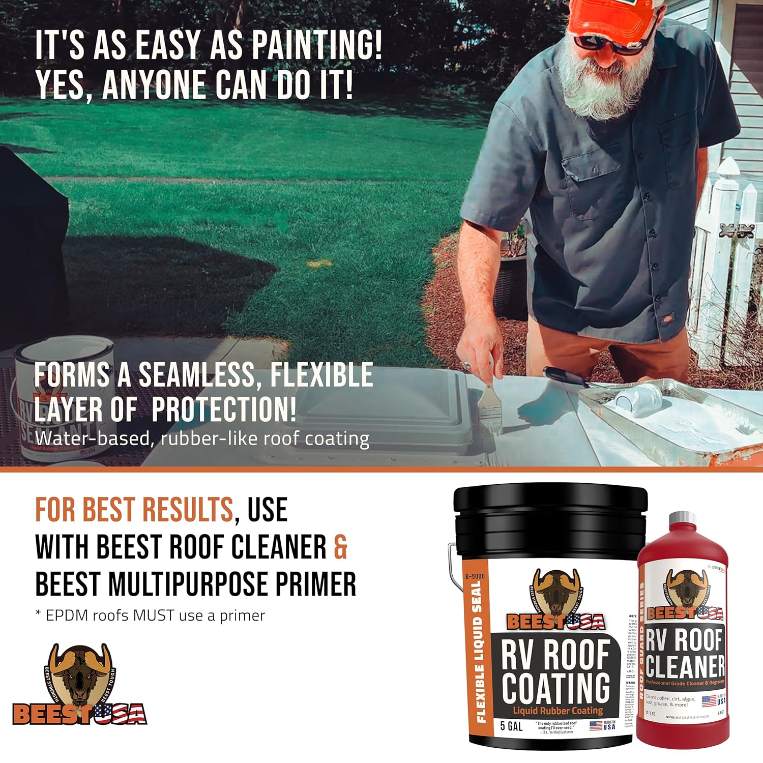 Thumbnail 4 de BEEST RV Roof Coating White (5 Gallon) — Solar Reflective & Waterproof Elastomeric Sealant