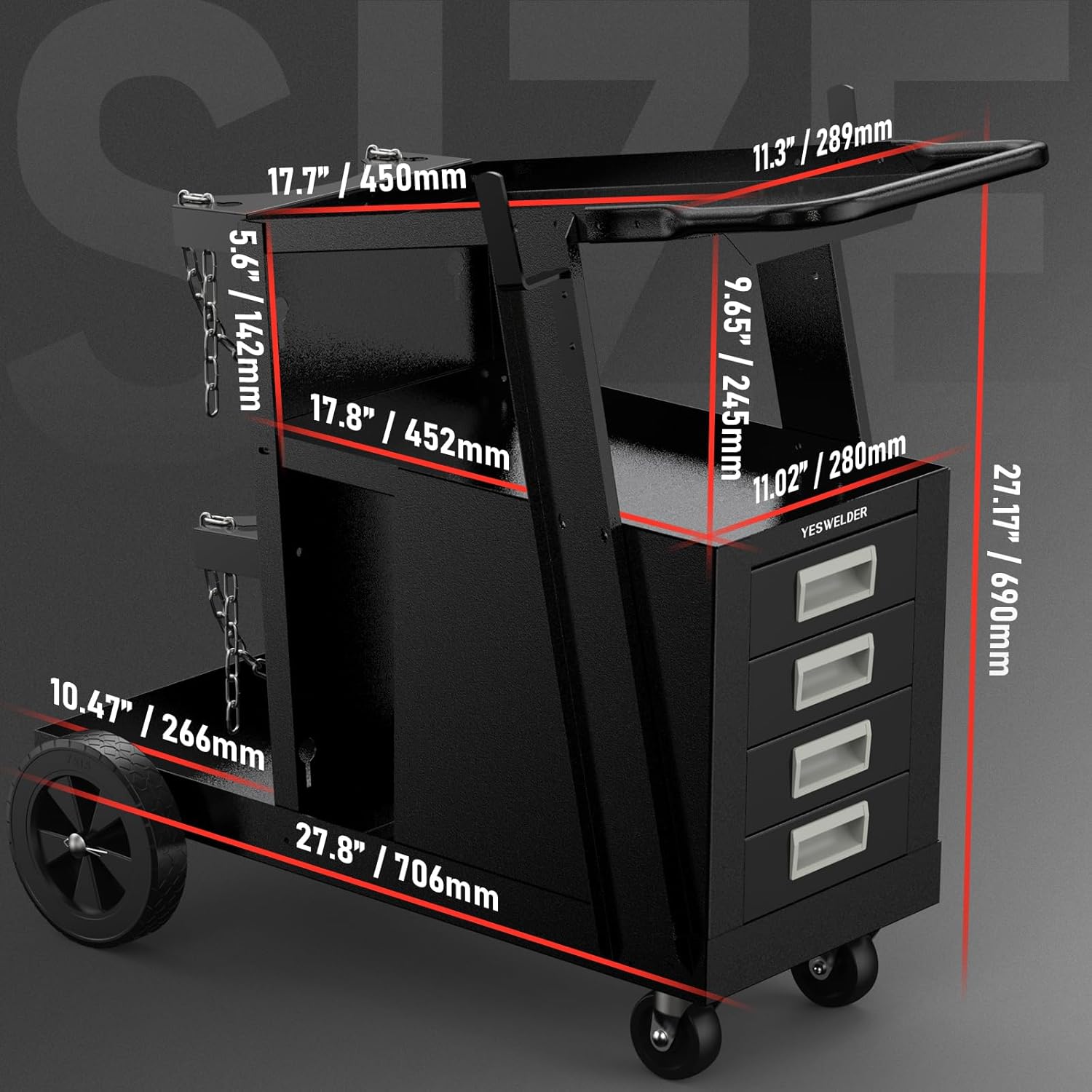 Detalle 2 de YESWELDER Welding Cart 245 lb 🛠