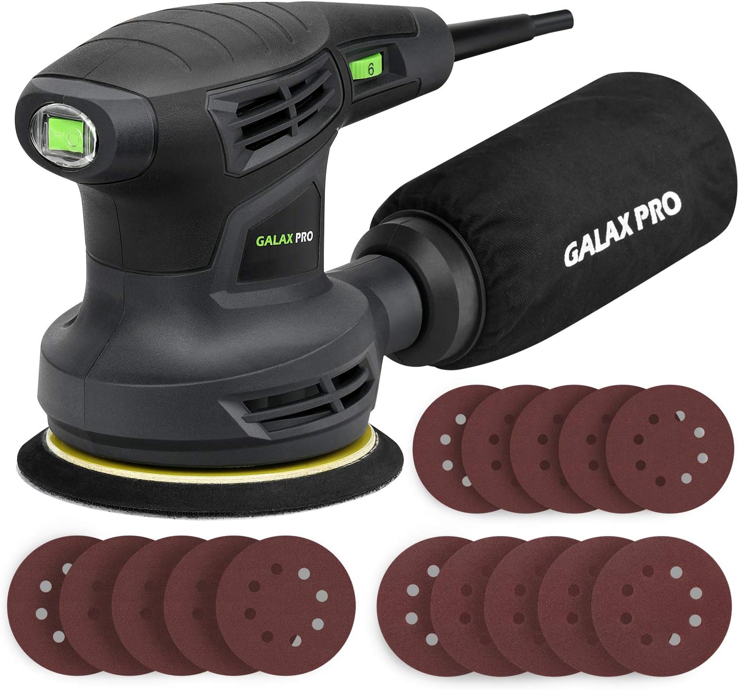 Detalle de GALAX PRO 6206 5-Inch Random Orbital Sander, 6-Speed, 13,000 OPM
