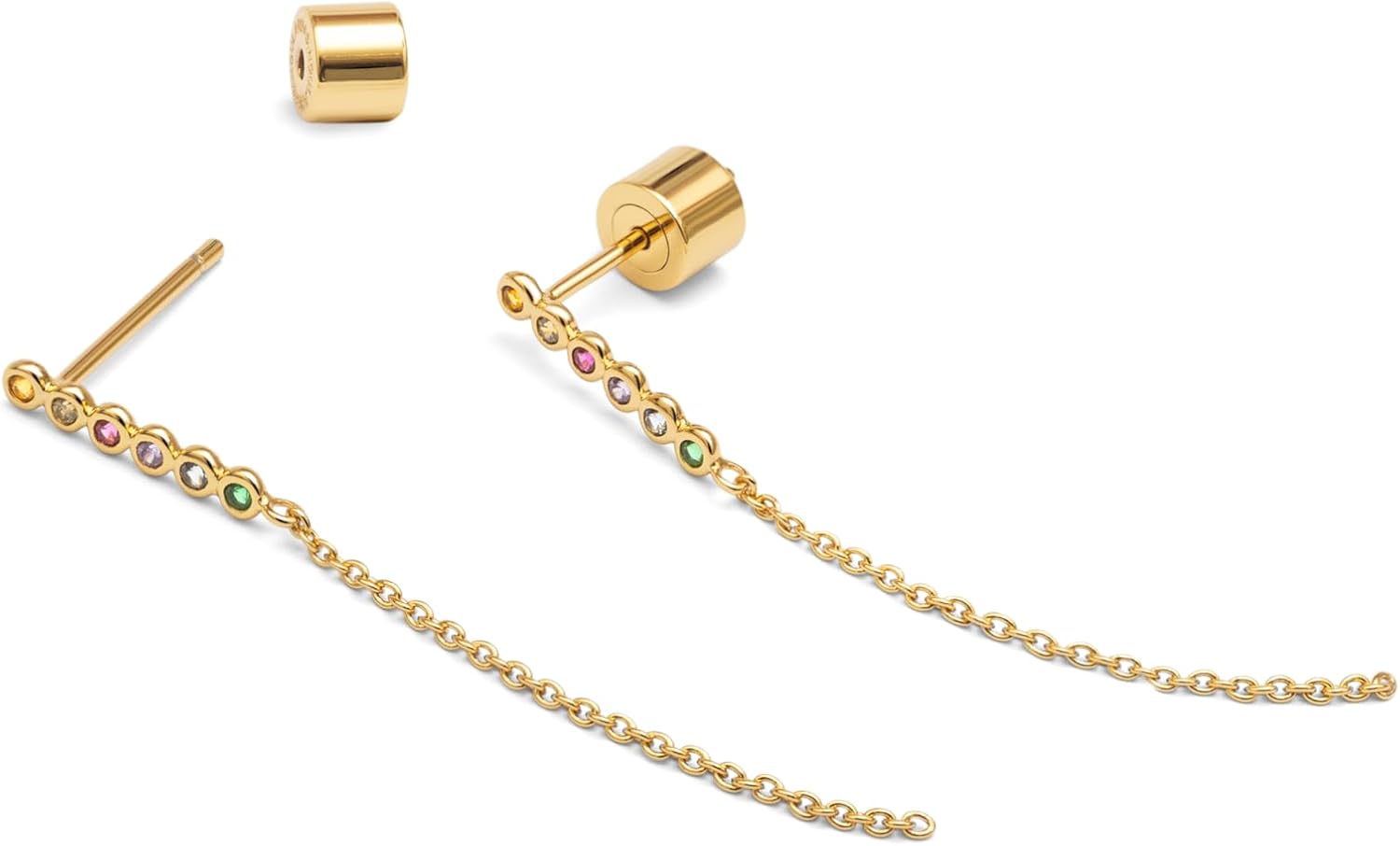 Detalle 1 de SINGULARU Orecchini Orbit: Ottone placcato oro 18 kt con zirconi colorati