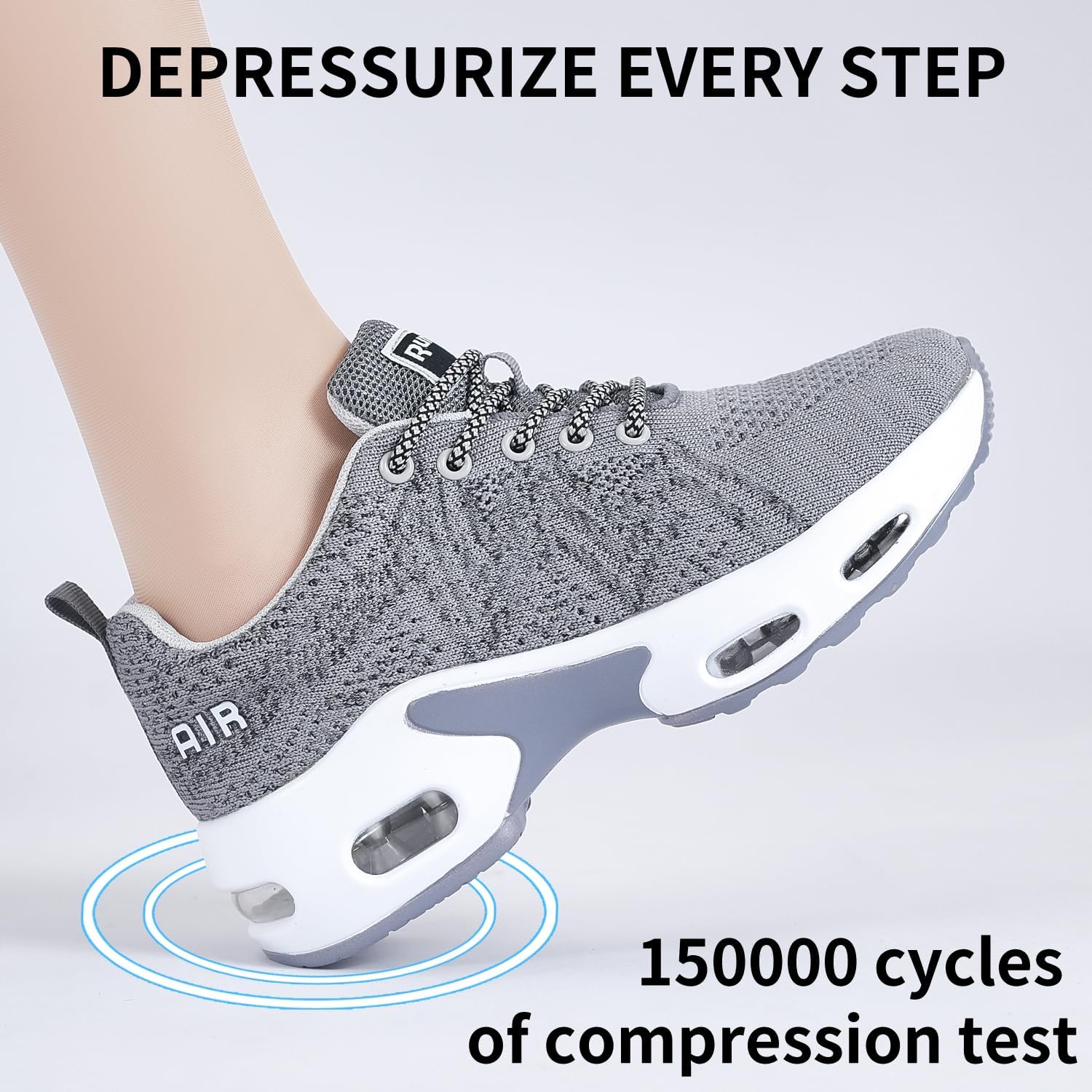 Detalle de Mjxwem Women Trainers: Air Cushion Running Shoes with Arch Support and Memory Foam