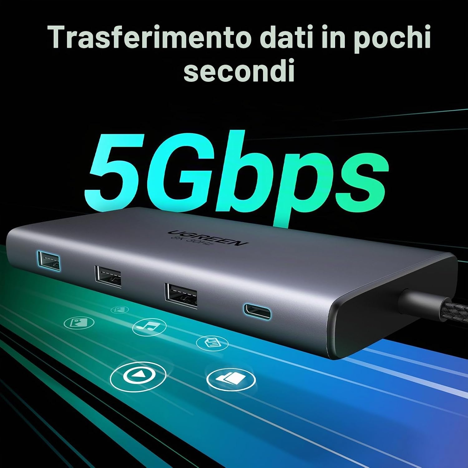 Thumbnail 6 de UGREEN Revodok Pro 210 Docking Station USB-C 10 in 1 con doppio HDMI, Ethernet gigabit, SD/TF e Power Delivery 100W