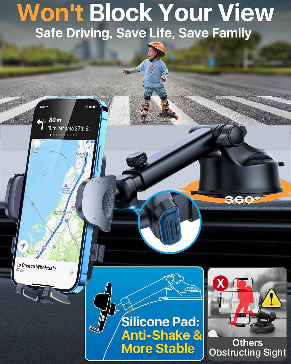 Thumbnail 1 de HTU 98+ LBS car phone mount for dashboard