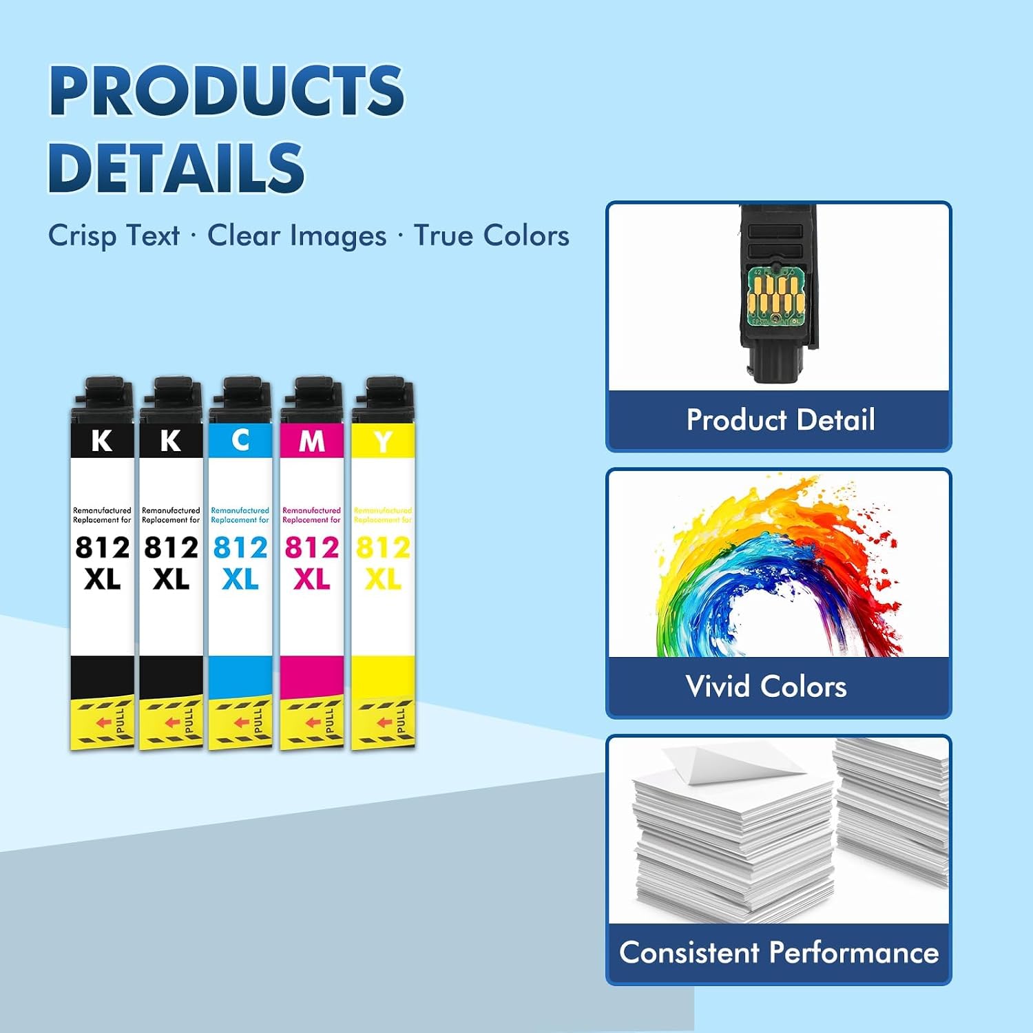 Detalle 2 de 812XL Replacement Ink Cartridges, 5-Pack