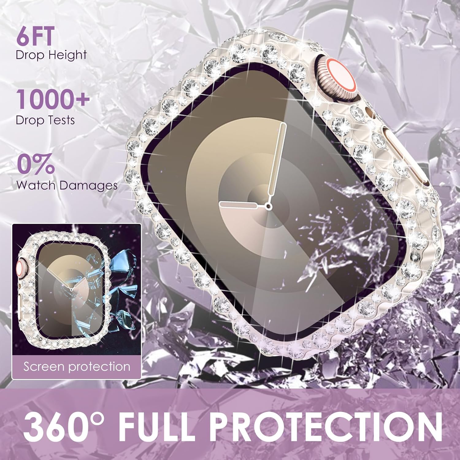 Detalle de Fullife 2 in 1 Waterproof Bling Case for Apple Watch 46mm