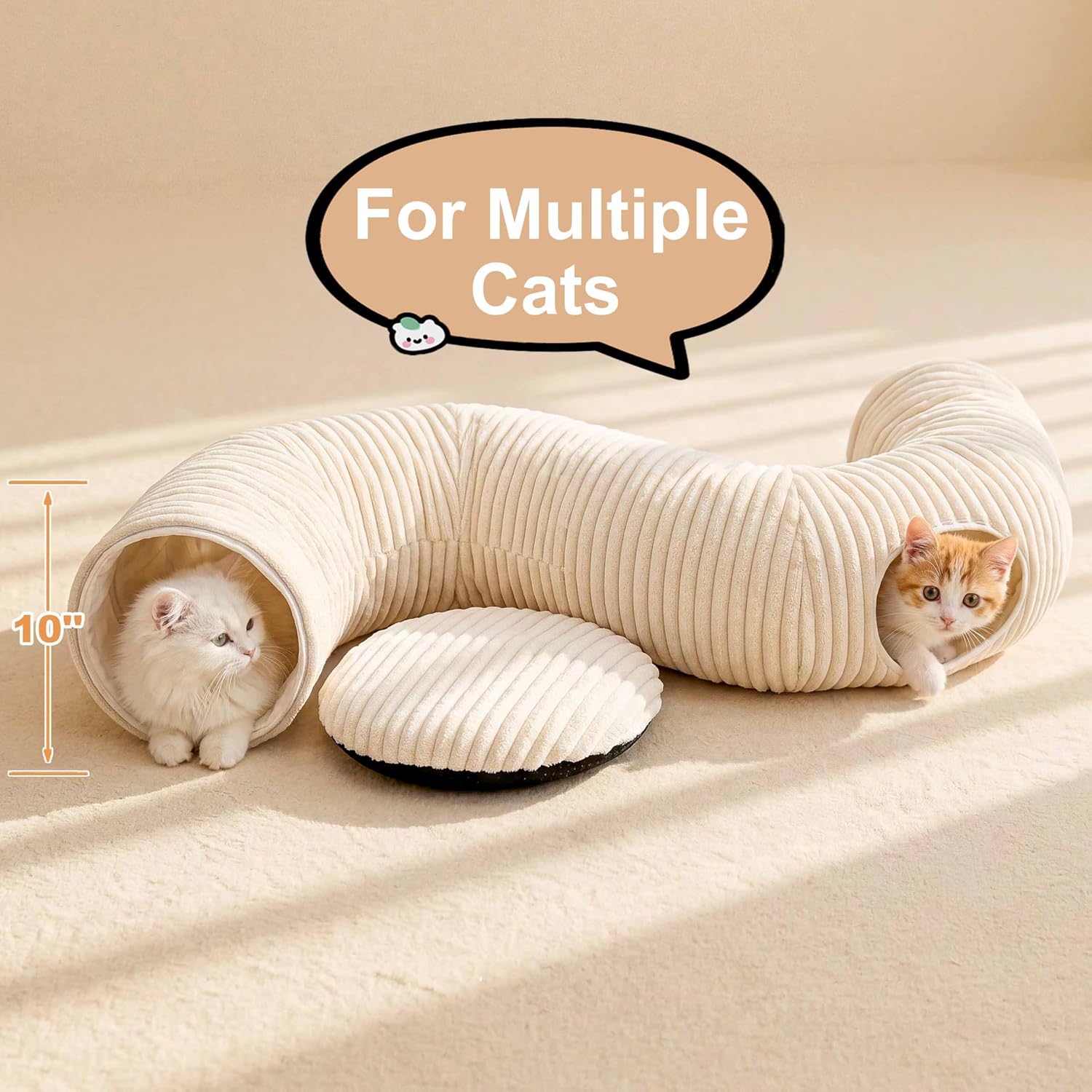 Thumbnail 6 de MOYMO MOY-CT-strp-white-15-m Cat Tunnel Bed with 40 Toys, White
