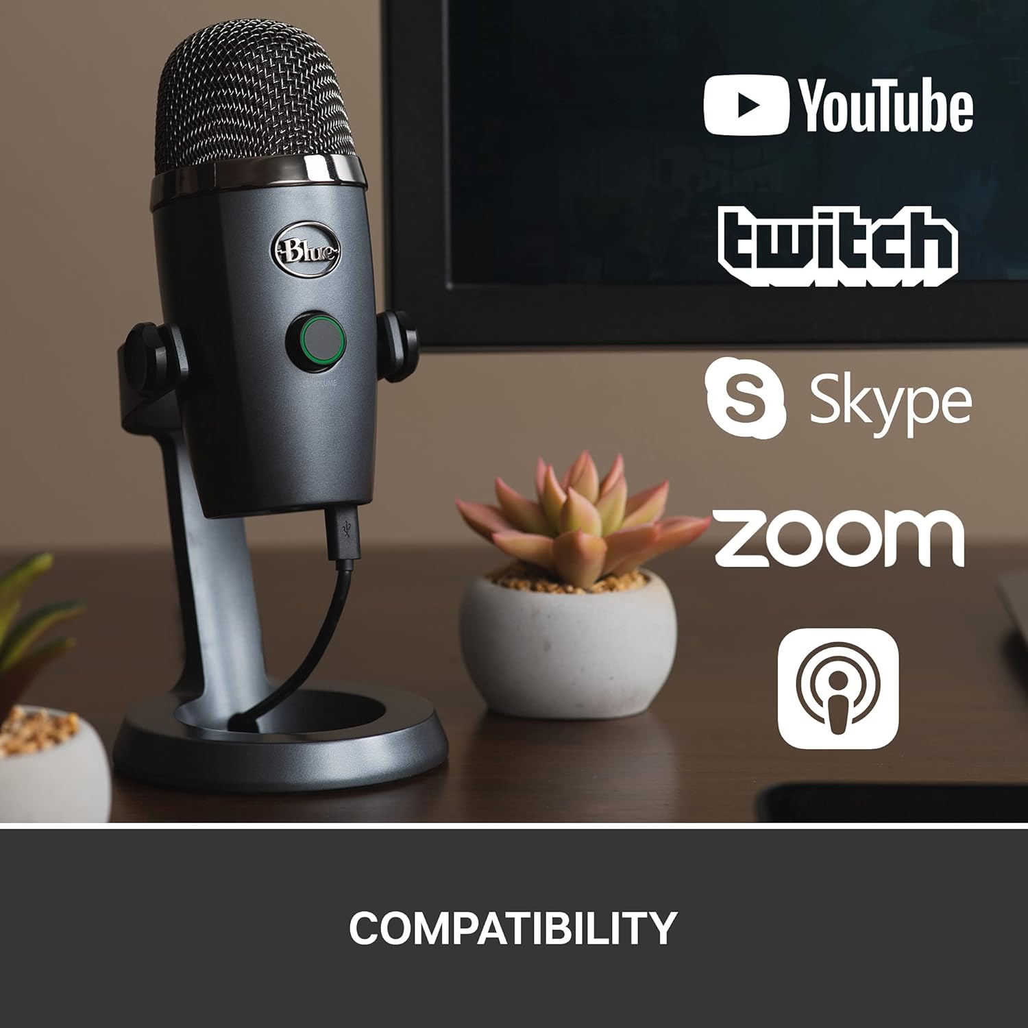 Detalle de Logitech G Blue Yeti Nano 988-000088 USB Microphone, Shadow Grey