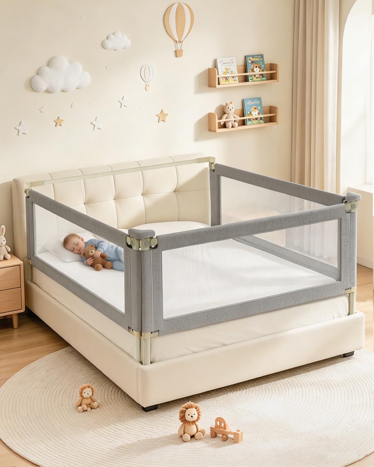 Detalle de DegliFory SKYBBR3001 Queen Bed Rail for Toddlers, Adjustable Height
