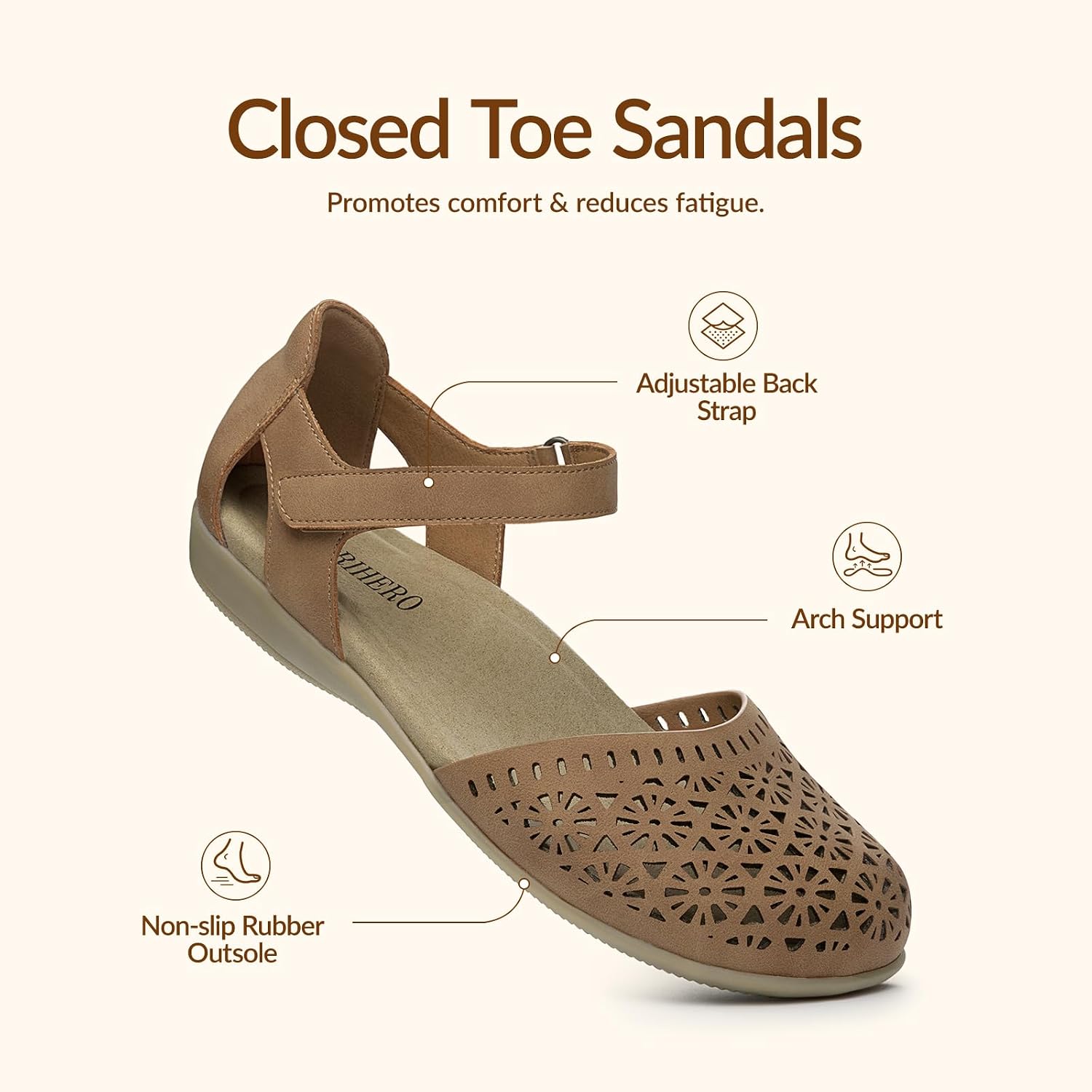 Thumbnail 3 de Rihero Women's Closed-Toe Flat Sandals