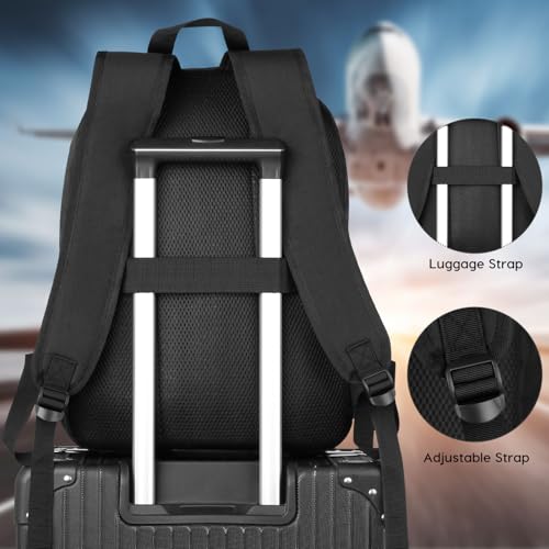 Detalle de YAMTION Black Backpack for Women and Men: 15.6-Inch Laptop Everyday Pack