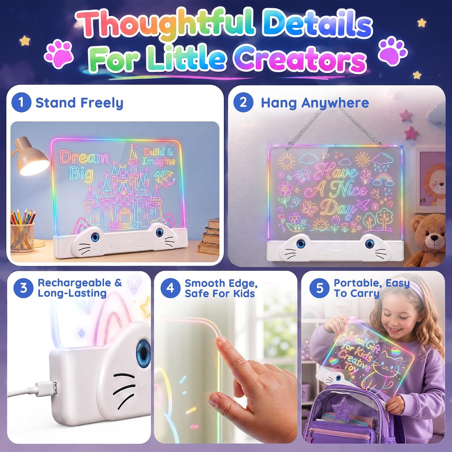 Thumbnail 6 de LED Drawing Board for Kids, 16-Inch