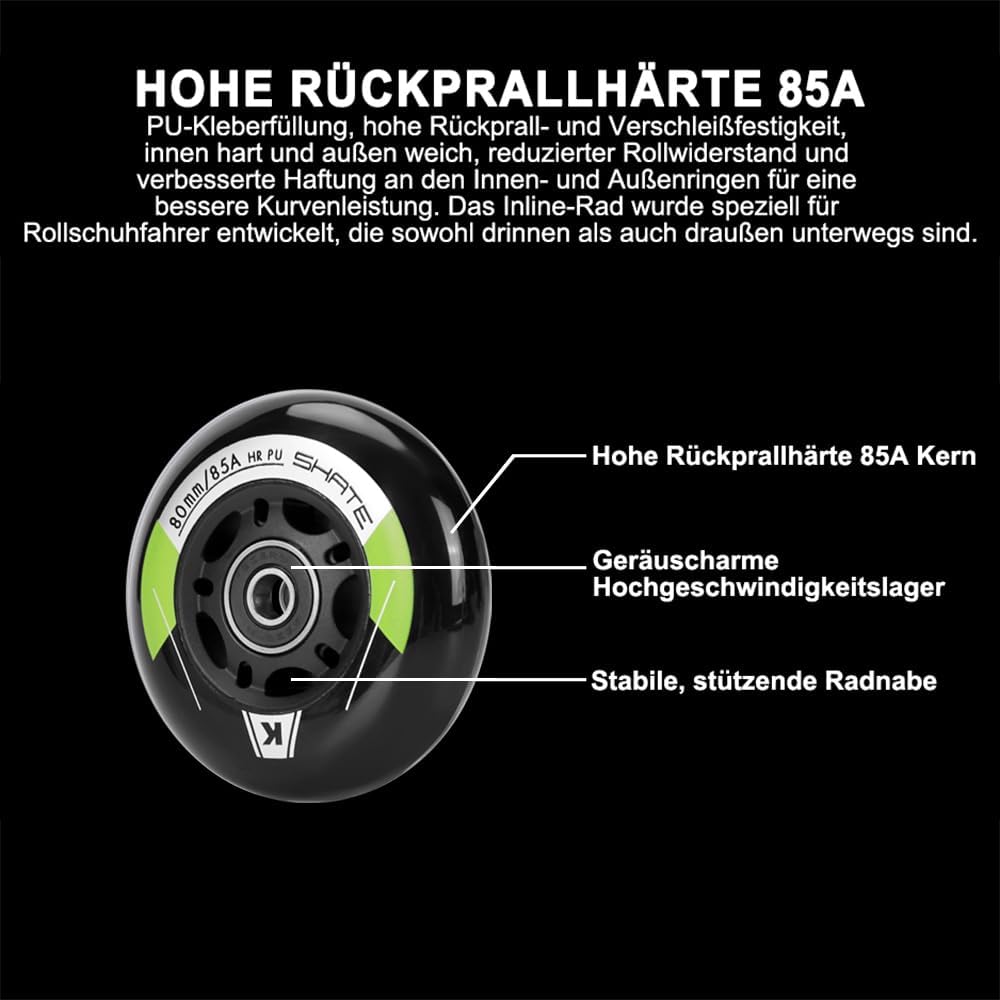 Thumbnail 5 de Inline Skate Rollen 80/76/72mm 8er Satz