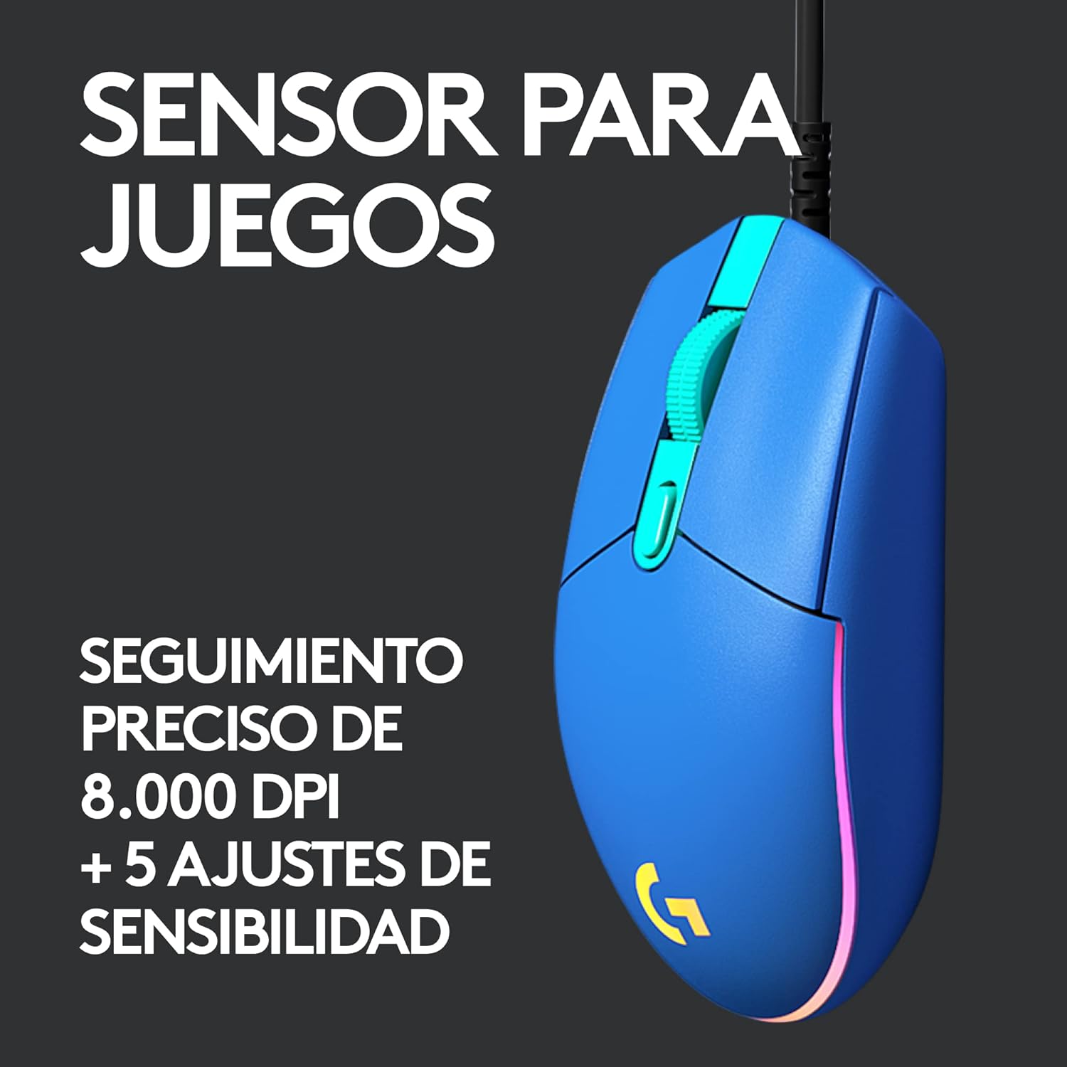 Thumbnail 11 de Logitech G203 LIGHTSYNC Ratón Gaming RGB, 8,000 DPI, Azul 🖱