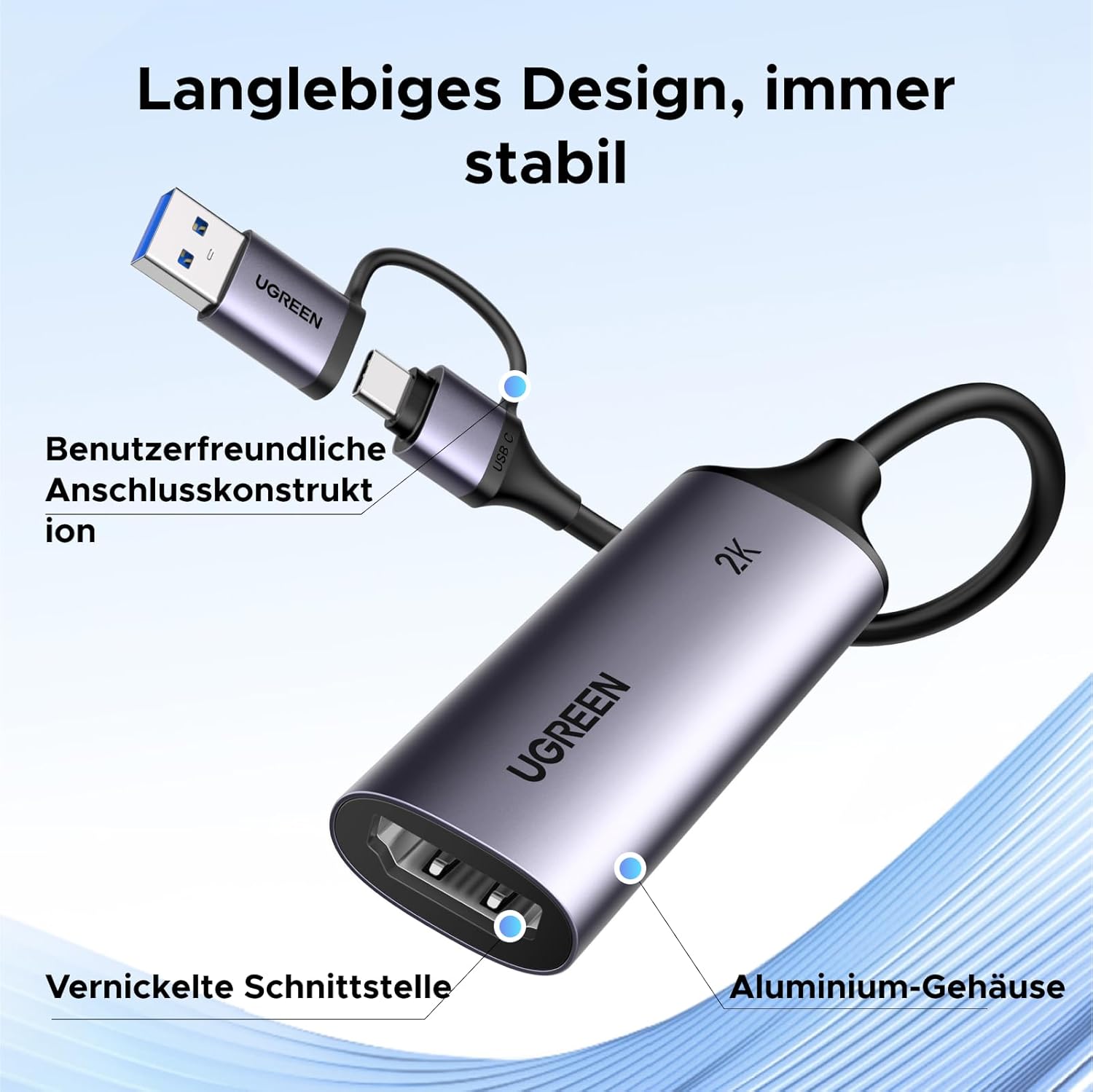 Thumbnail 6 de UGREEN Video Capture Card – USB 3.0 HDMI auf USB-C/A, 4K Eingang bis 2K30Hz, Plug & Play