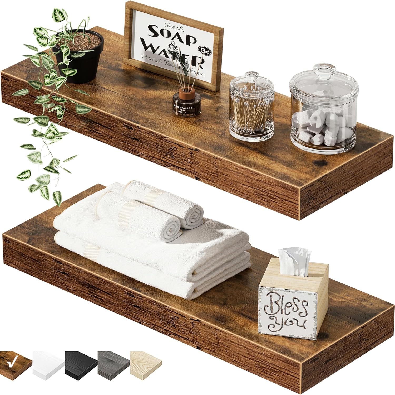 Detalle de QEEIG 15.7" Floating Bathroom Shelves set of 2