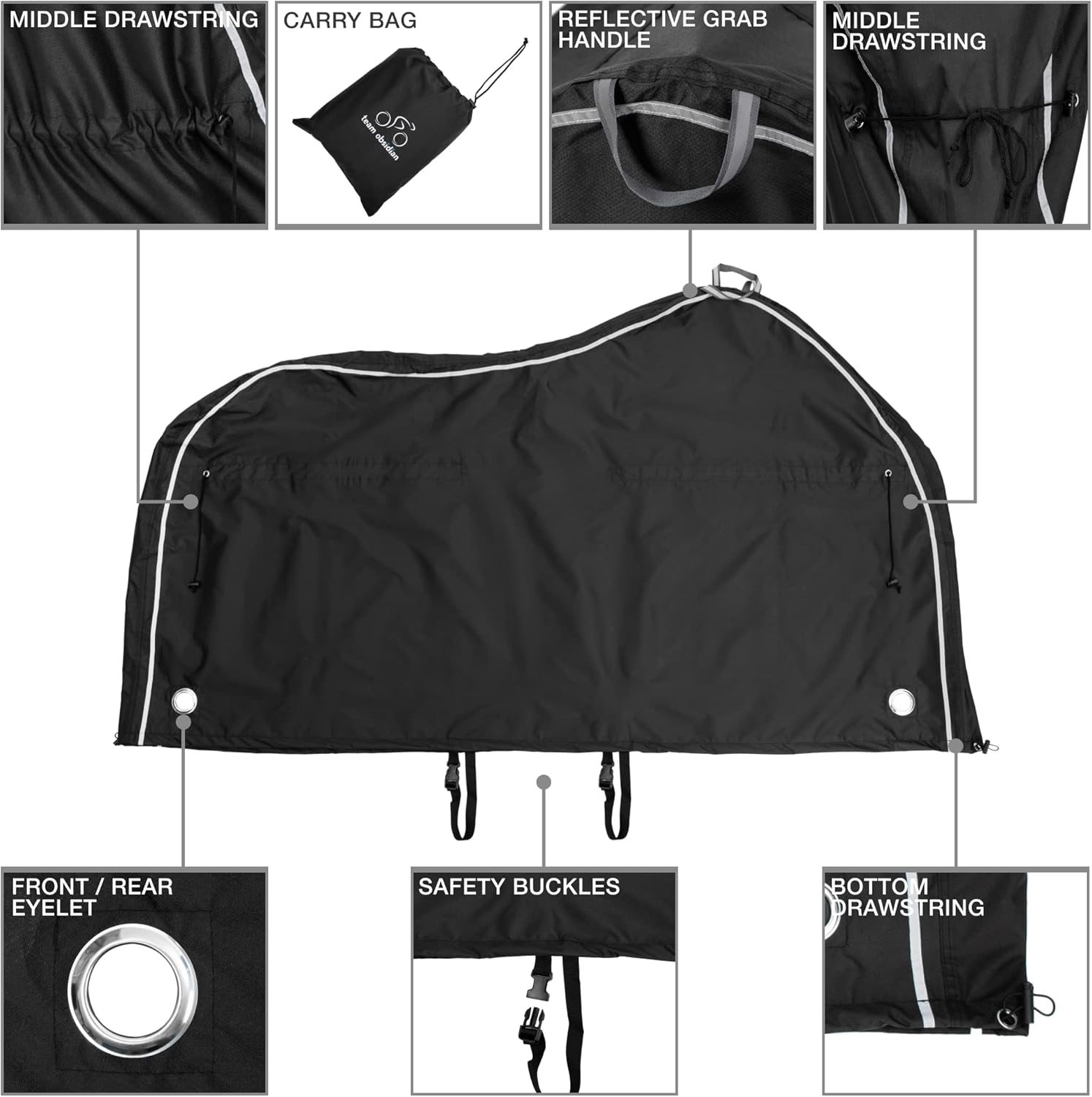Detalle 2 de TeamObsidian Bike Cover (Waterproof, Ripstop 300D Oxford) for 1–3 Bikes