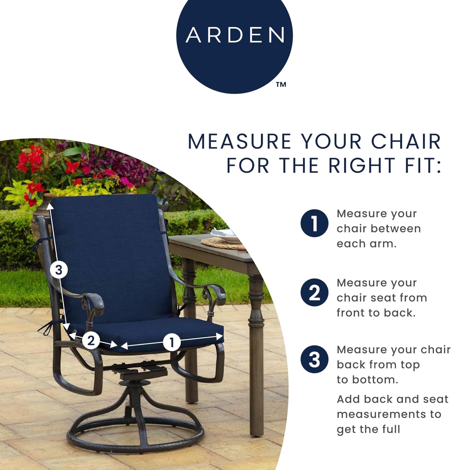 Thumbnail 2 de Arden 2-Pack Outdoor Patio Dining Chair Cushion (20x44) - Rain-Proof, Fade-Resistant, Black Leala