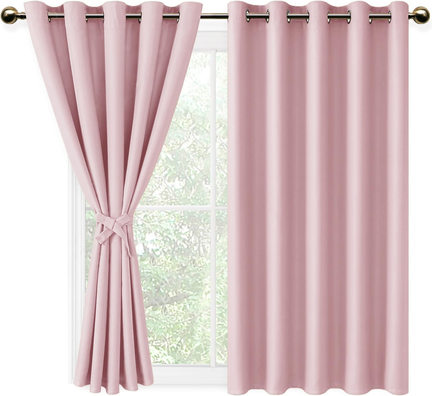 Detalle de DWCN Pink Blackout Curtains 66" x 54" 🏠
