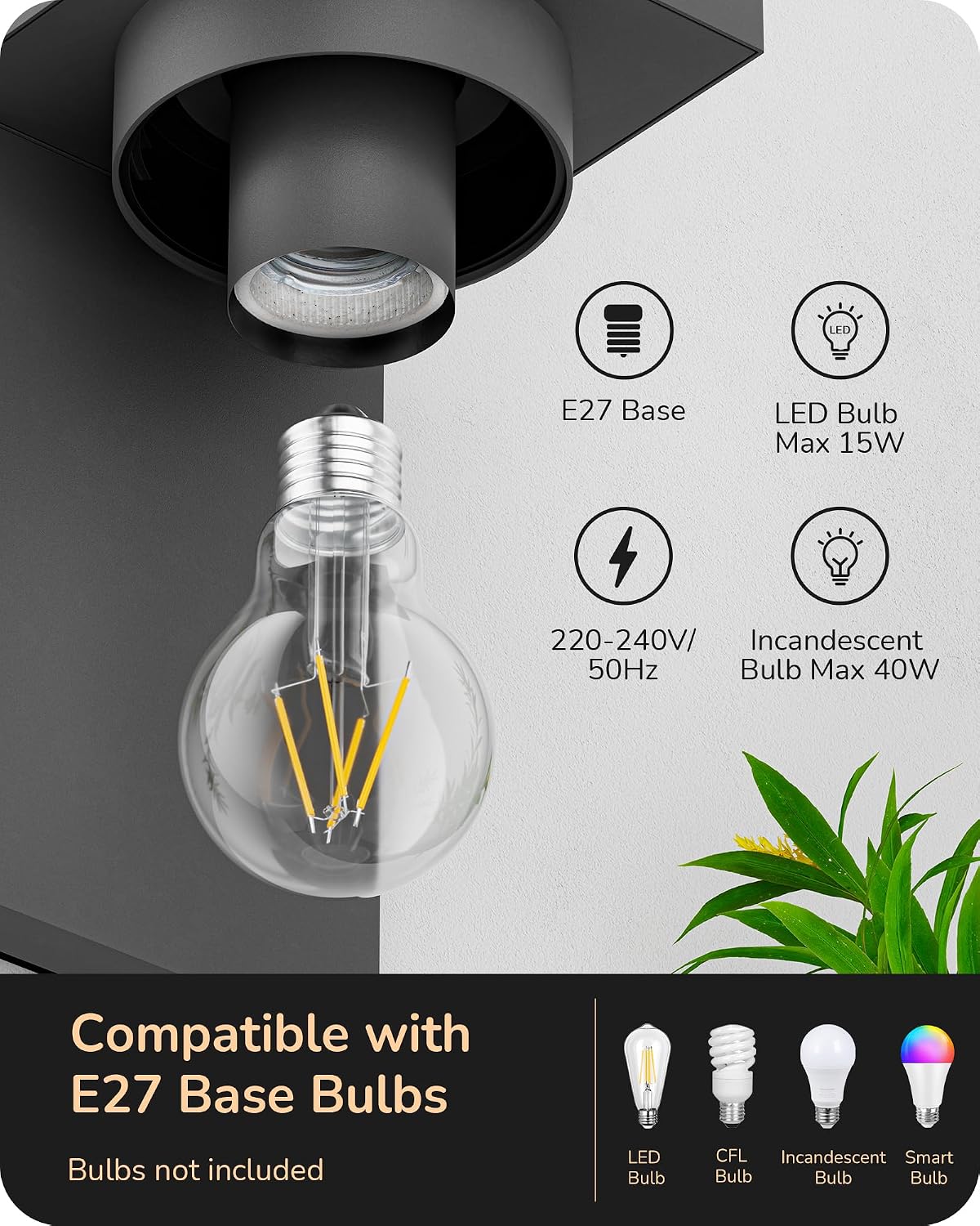Thumbnail 1 de EDISHINE Vintage Outdoor Wall Lantern Light (IP44) with E27 Socket in Anthracite