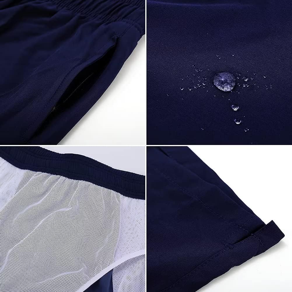 Detalle de YuKaiChen Men’s Swim Shorts: Quick-Dry Board Shorts with Zipper Pockets