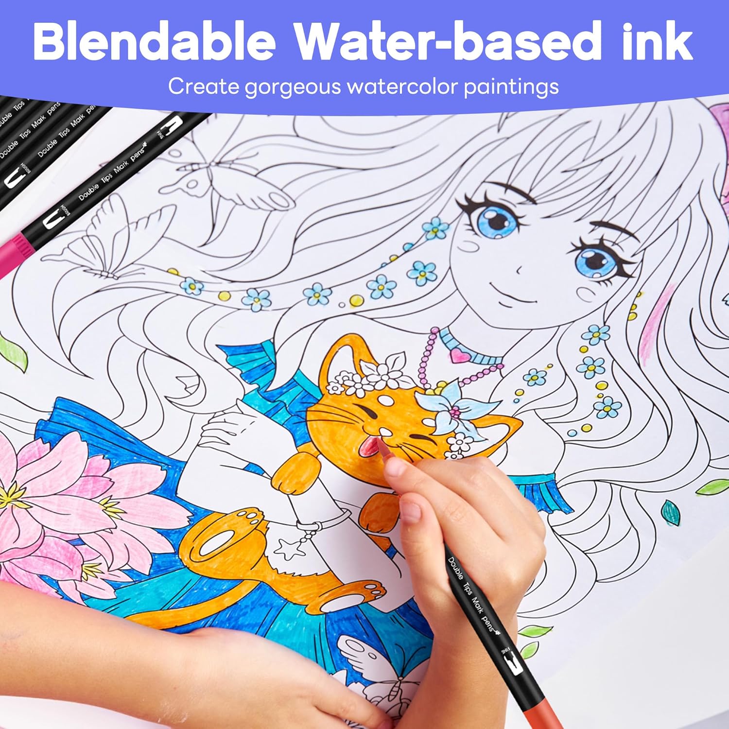 Thumbnail 3 de Kebuye Colouring Pens Dual Brush Tip – 72 Colour Set for Drawing, Sketching and Journaling