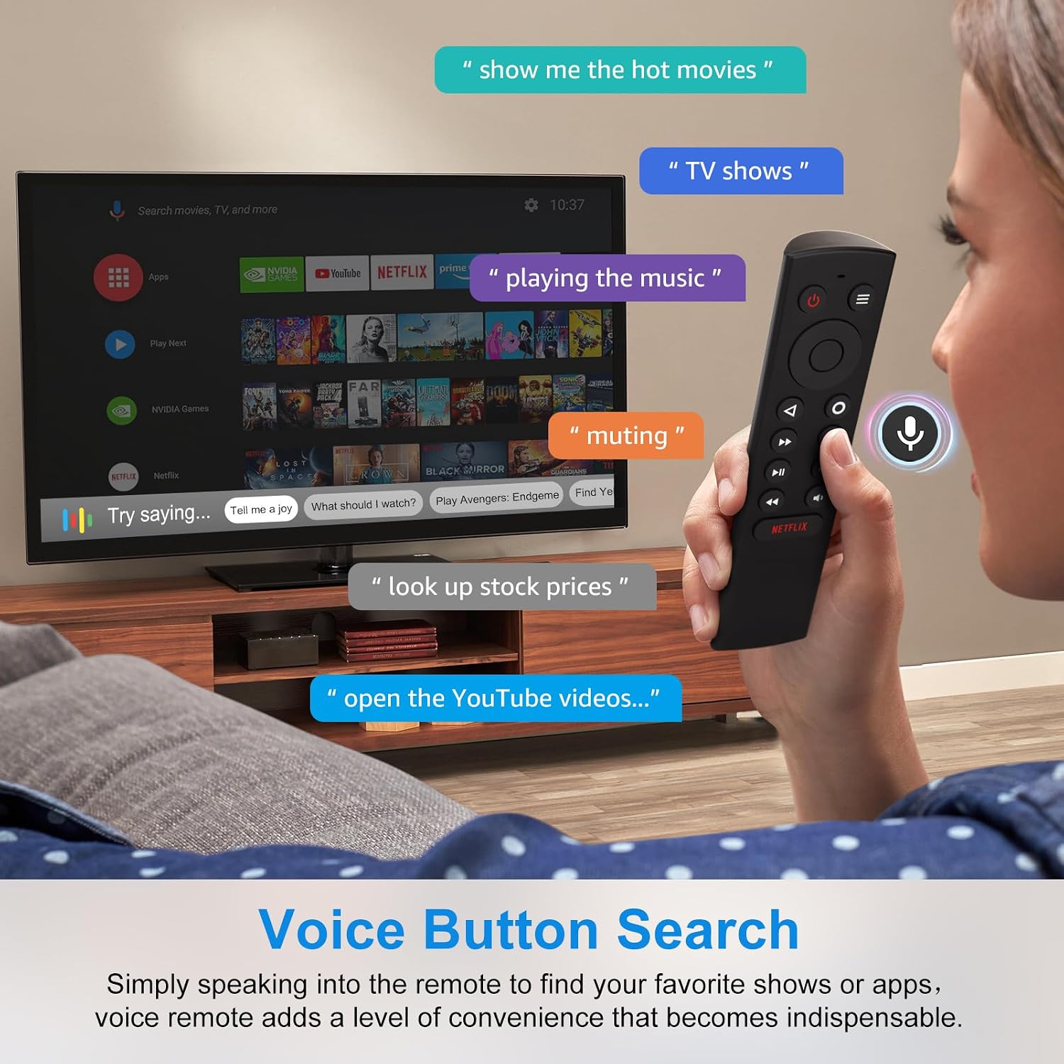 Detalle de LOUTOC TX4-P3700 Voice Remote for NVIDIA SHIELD TV, Voice Search, 50-Foot Range