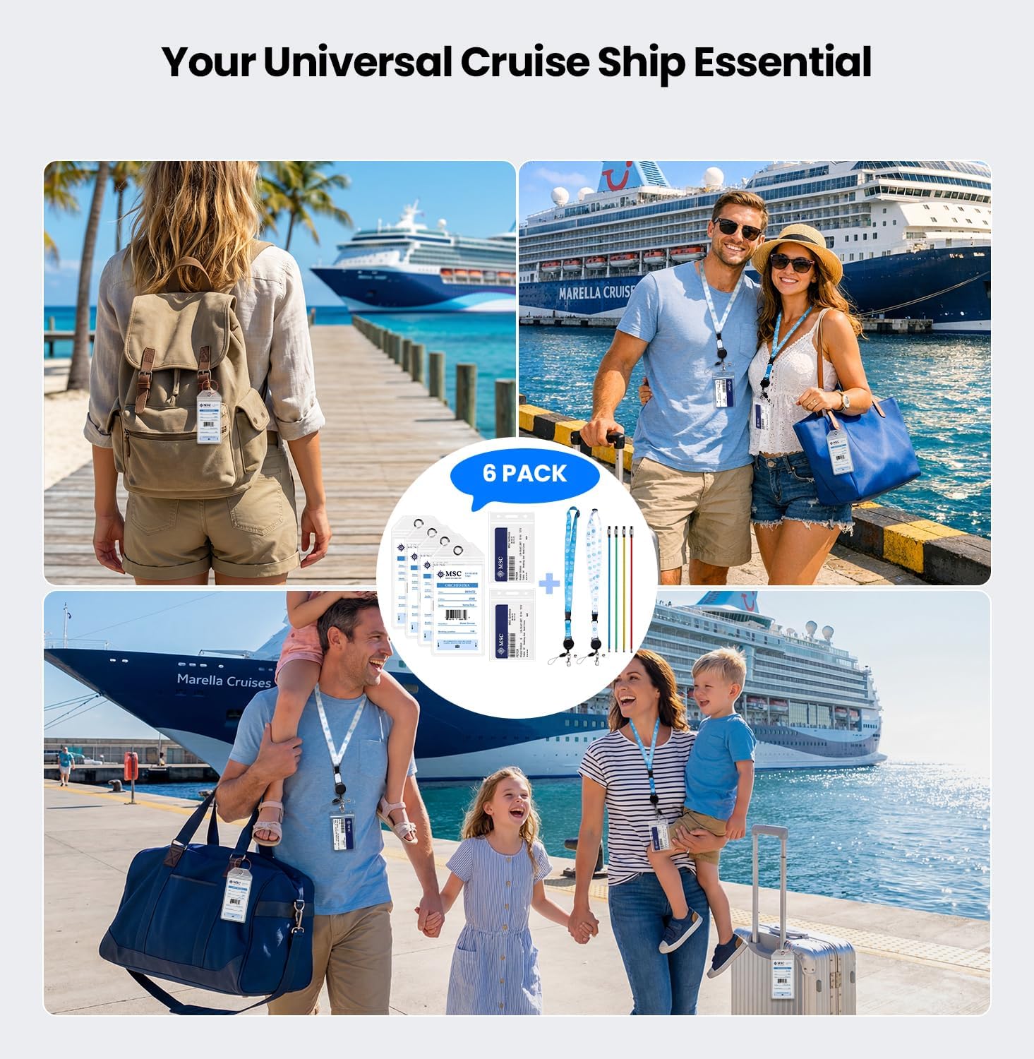 Thumbnail 3 de 2026 Cruise Essentials Kit: 4 Waterproof Clear Luggage Tags + 2 Detachable Lanyards