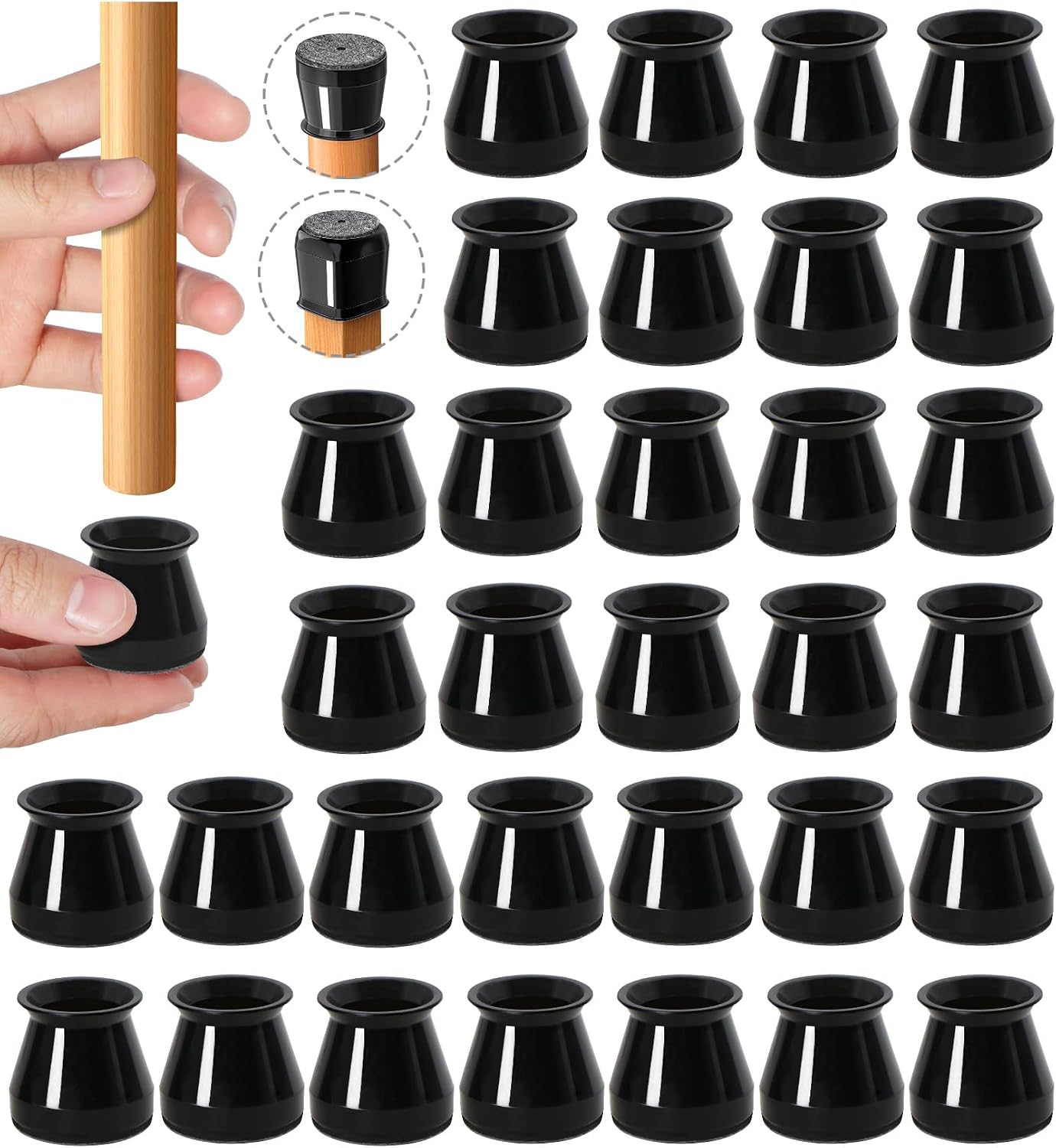 Detalle de OASMU U Chair Leg Floor Protectors, 32-Piece Silicone Covers with Felt Pads