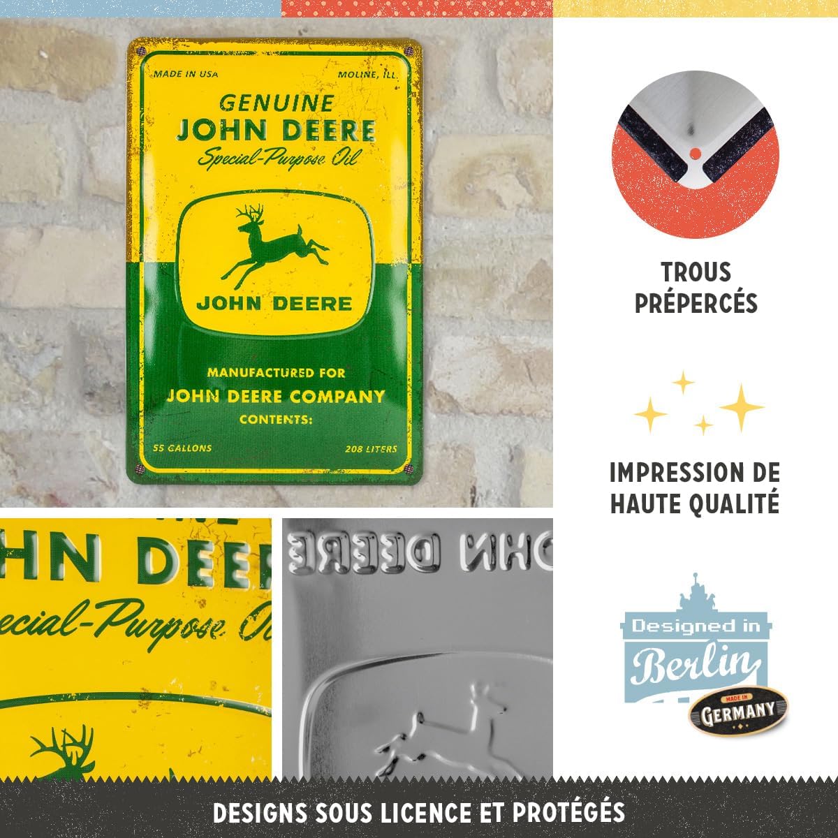 Detalle de Nostalgic-Art Plaque Vintage John Deere – Special Oil | Décoration métal 20 x 30 cm