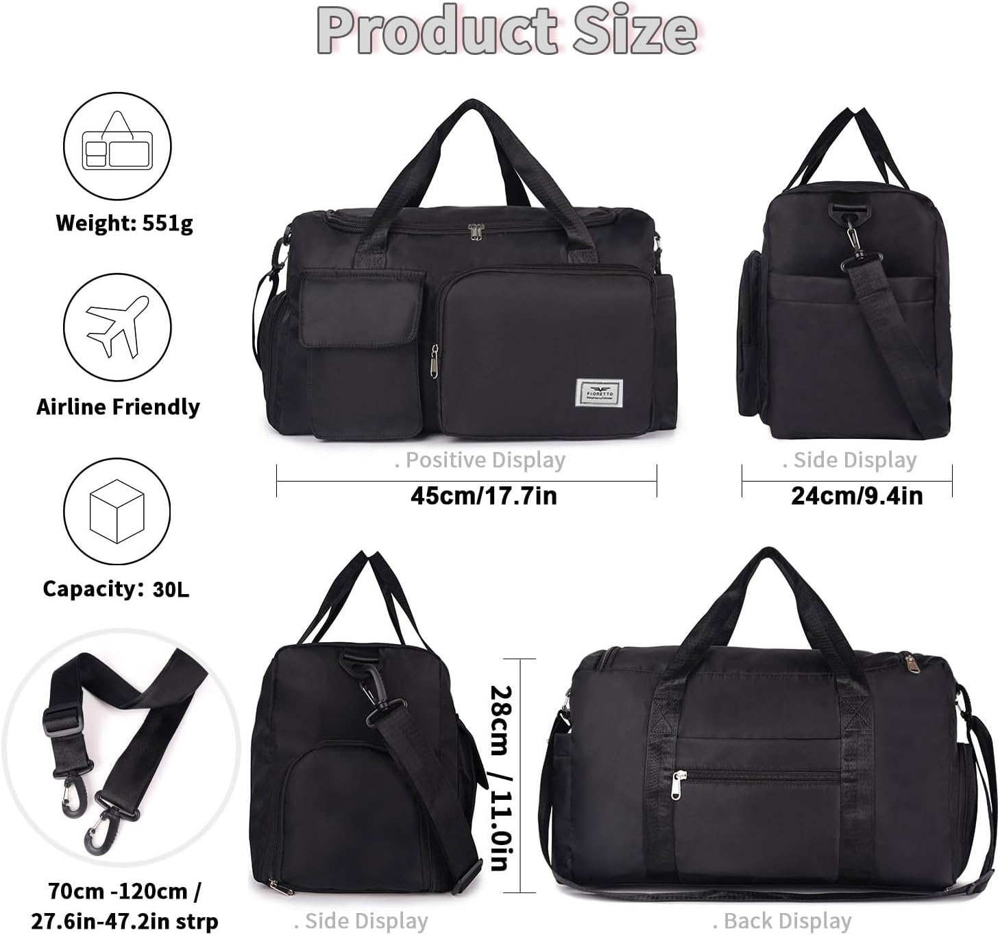 Thumbnail 1 de FIORETTO Sports Gym Duffle Bag 30L