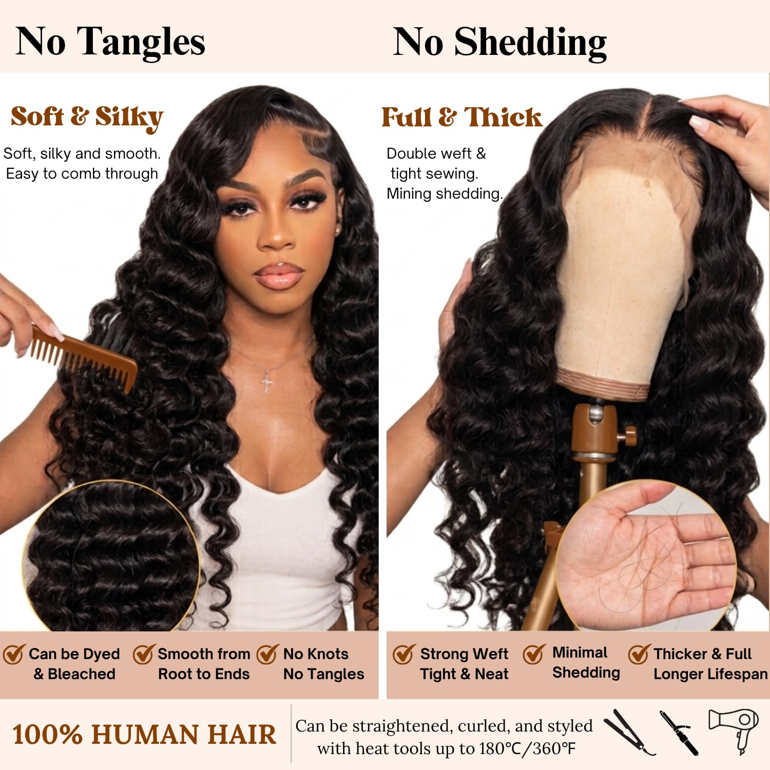 Thumbnail 6 de AAKJJ Deep Wave 13x4 HD Lace Front Wig (200% Density) — Glueless, Pre-Plucked, 26 Inch