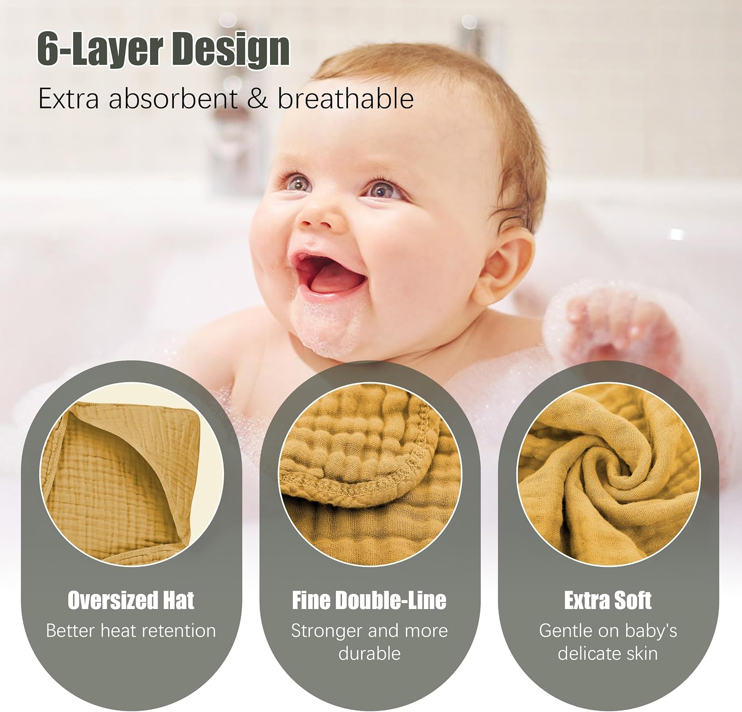 Detalle 1 de Spotted Play Hooded Baby Towels 32 x 32 Inch