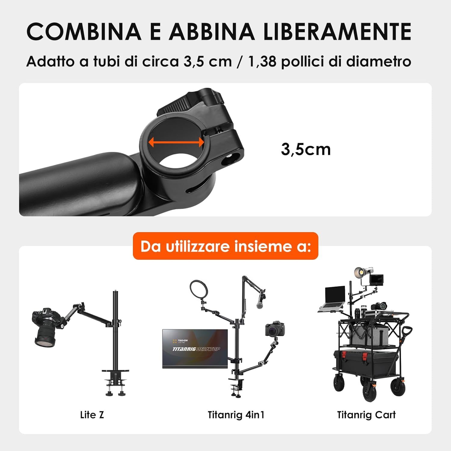 Detalle 2 de TARION Titanrig Braccio Modulo X: Treppiede da Tavolo per Fotocamera e Accessori – Versatilità e Movimento