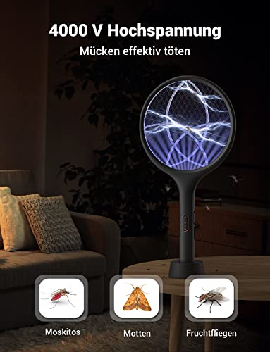 Detalle de YISSVIC Elektrische Fliegenklatsche extra stark 4000V 2 in 1 Schwarz (2 STK)