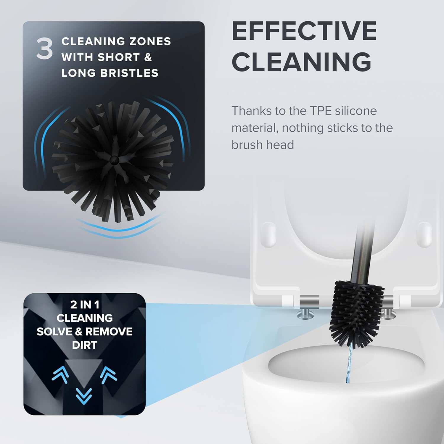 Thumbnail 6 de Ovimar Brosse de Toilettes Snohetta Gunmetal — Brosse silicone avec réservoir et porte-balai en acier inoxydable