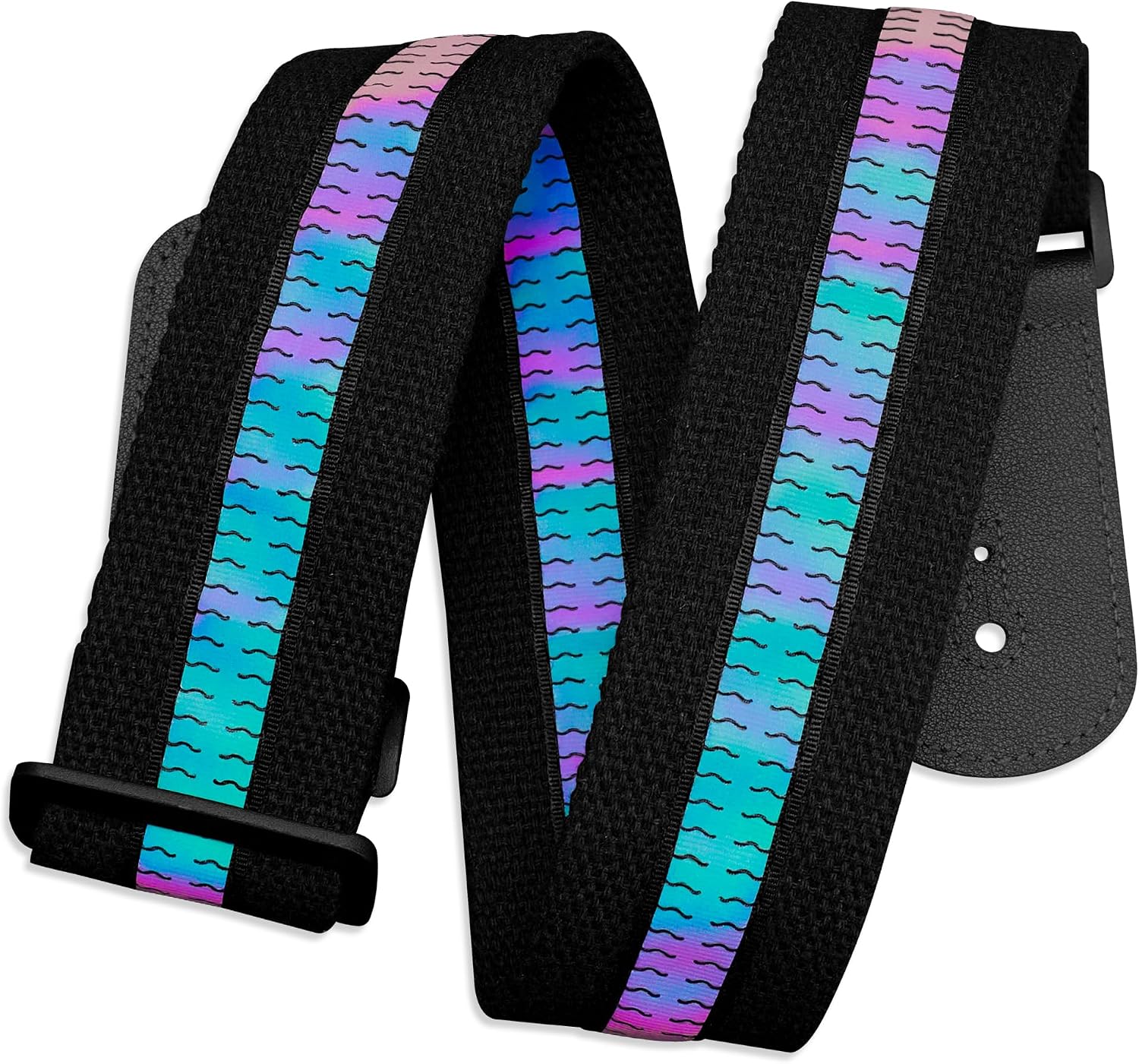 Detalle de chushui 2-Inch Adjustable Guitar Strap with Reflective Wave Design