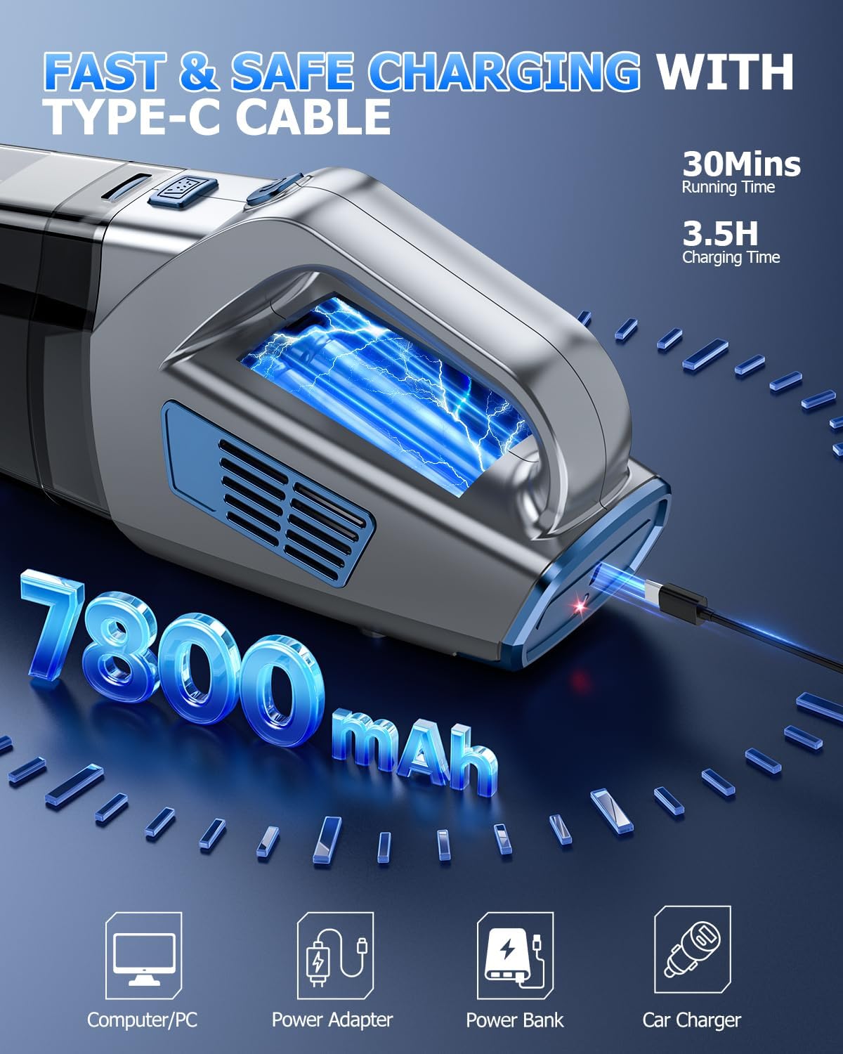 Thumbnail 4 de BQYPOWER 16000PA Handheld Vacuum