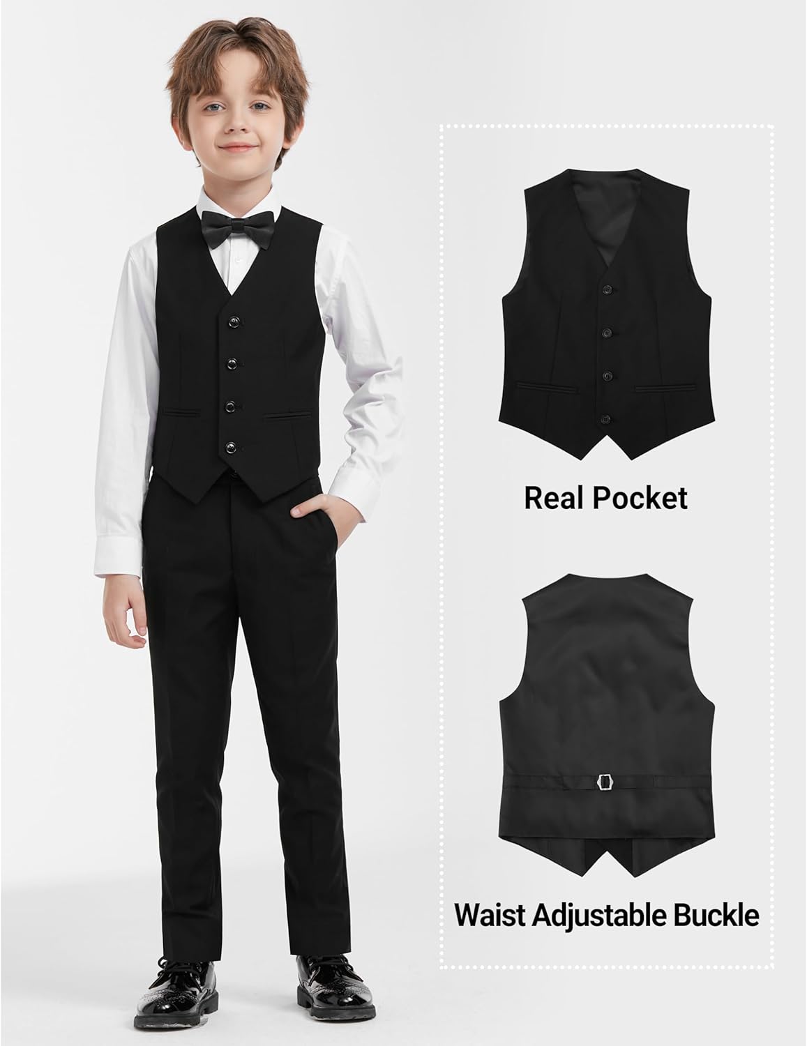 Thumbnail 4 de AmazingSea Boys Formal Suits Set (7-Piece), Adjustable Waist with Suspenders