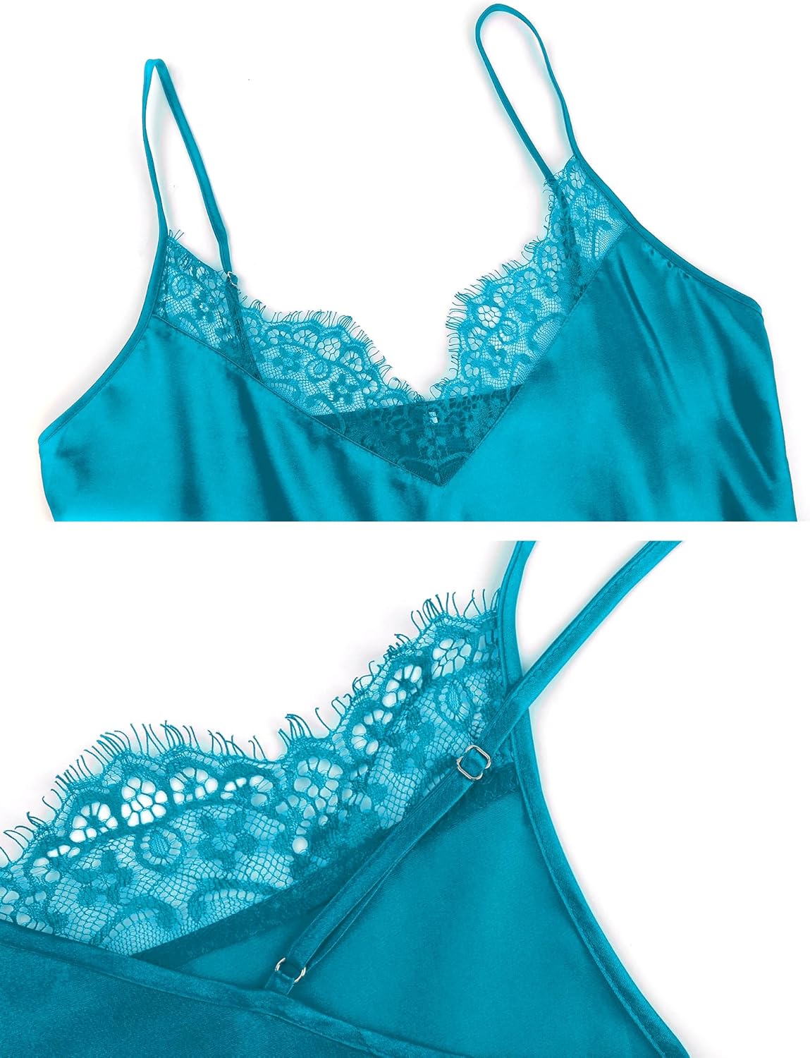 Thumbnail 6 de Marvmys Nuisette Satin Femme — Chemise de Nuit Longue à Bretelles Réglables, Satin et Dentelle, couleur Unie