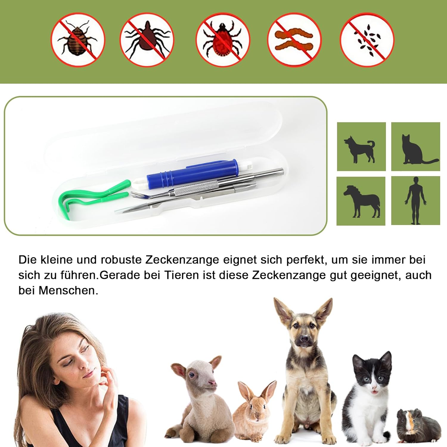 Thumbnail 6 de Nepfaivy Zeckenzange 5er Set für Hunde